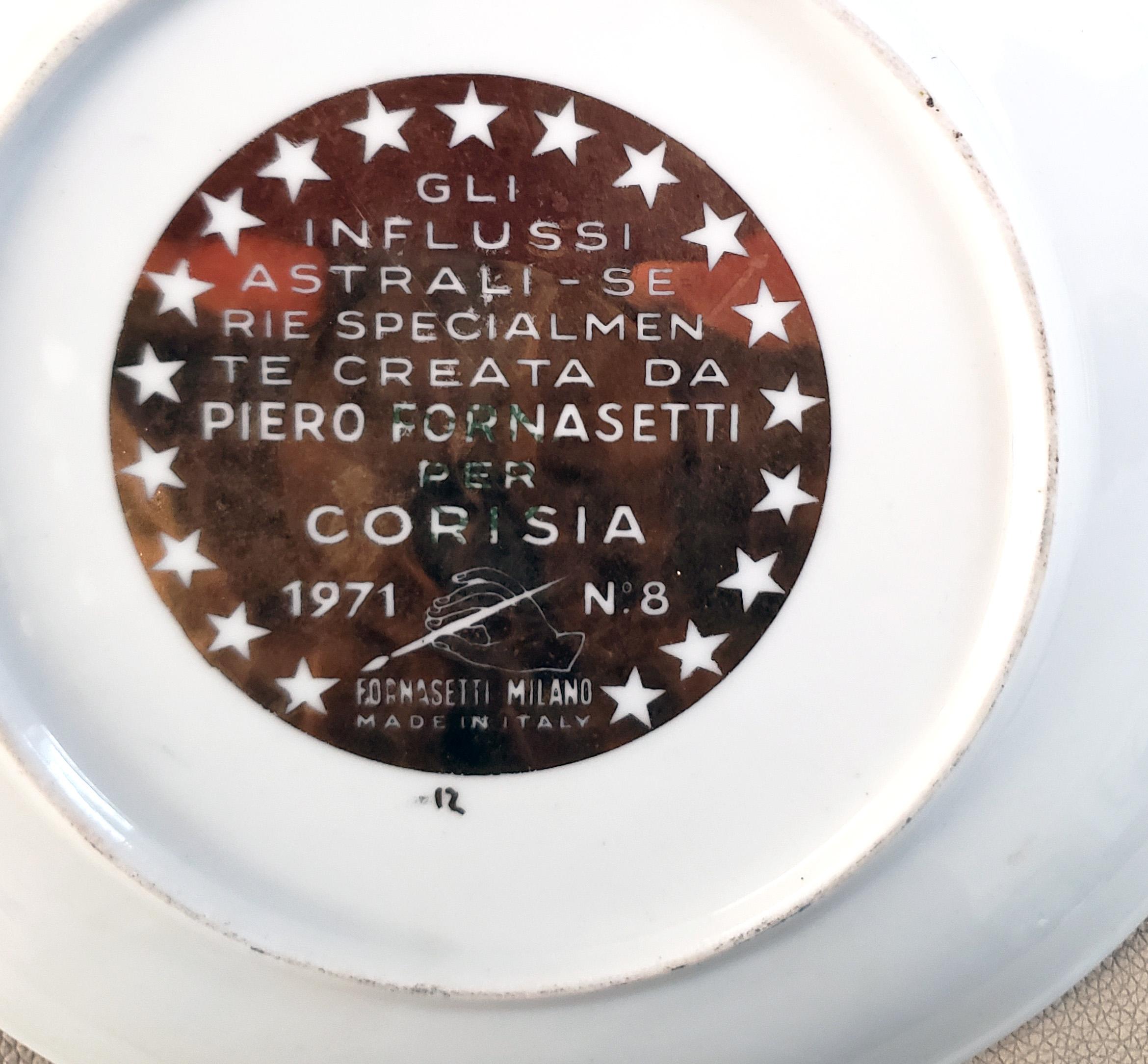 Late 20th Century Vintage Piero Fornasetti Porcelain Zodiac Plate, Pisces, Astrali Pattern