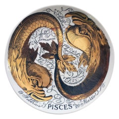 Vintage Piero Fornasetti Porcelain Zodiac Plate, Pisces, Astrali Pattern