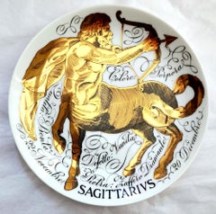 Vintage Piero Fornasetti Porcelain Zodiac Plate, Sagittarius, Astrali Pattern