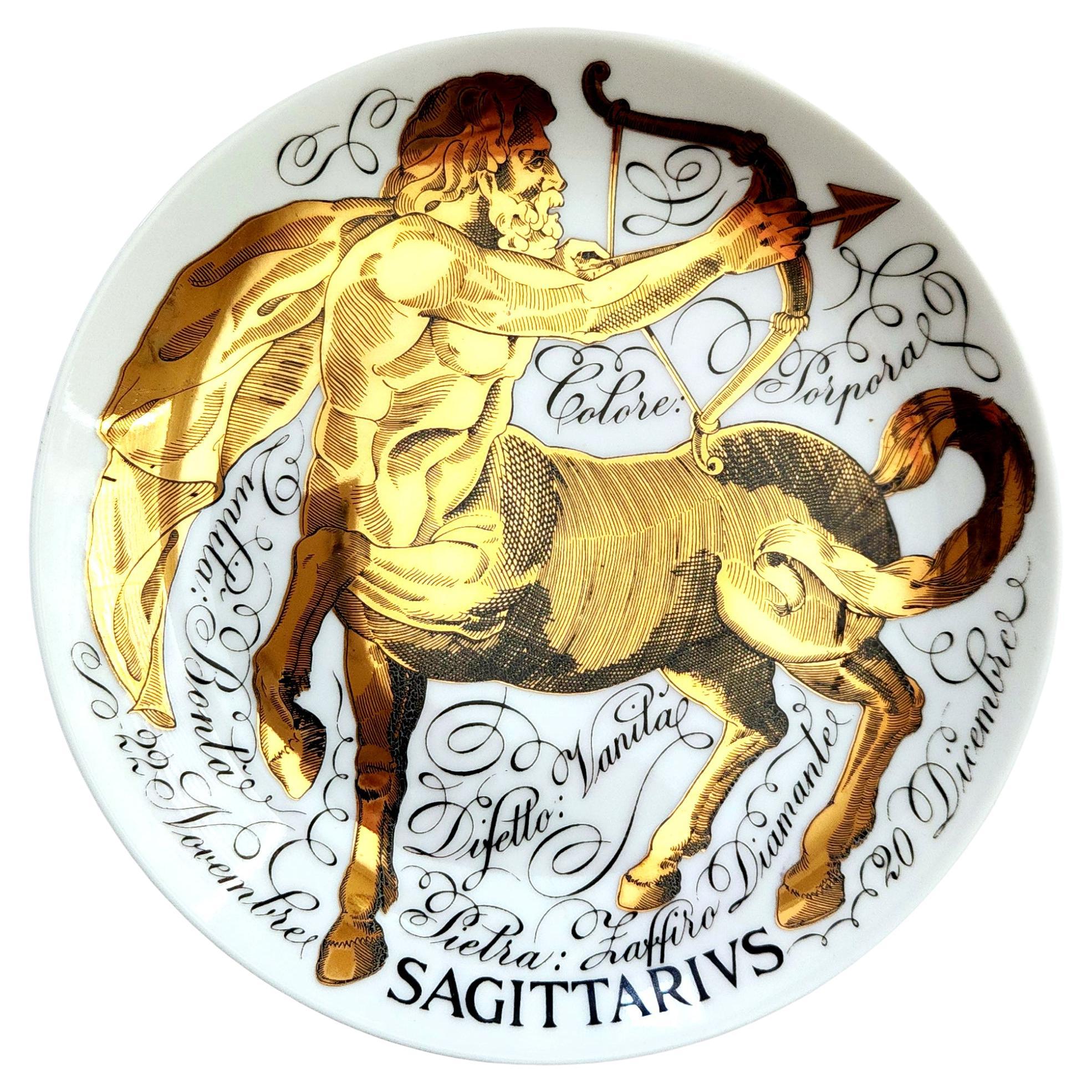 Vintage Piero Fornasetti Porcelain Zodiac Plate, Sagittarius, Astrali Pattern