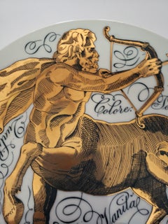 Vintage Piero Fornasetti Porcelain Zodiac Plate, Sagittarius, Dated 1975, No 12
