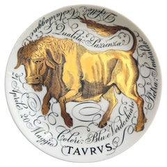 Vintage Piero Fornasetti Porcelain Zodiac Plate, Zodiac Sign- Taurus, Dated 1968