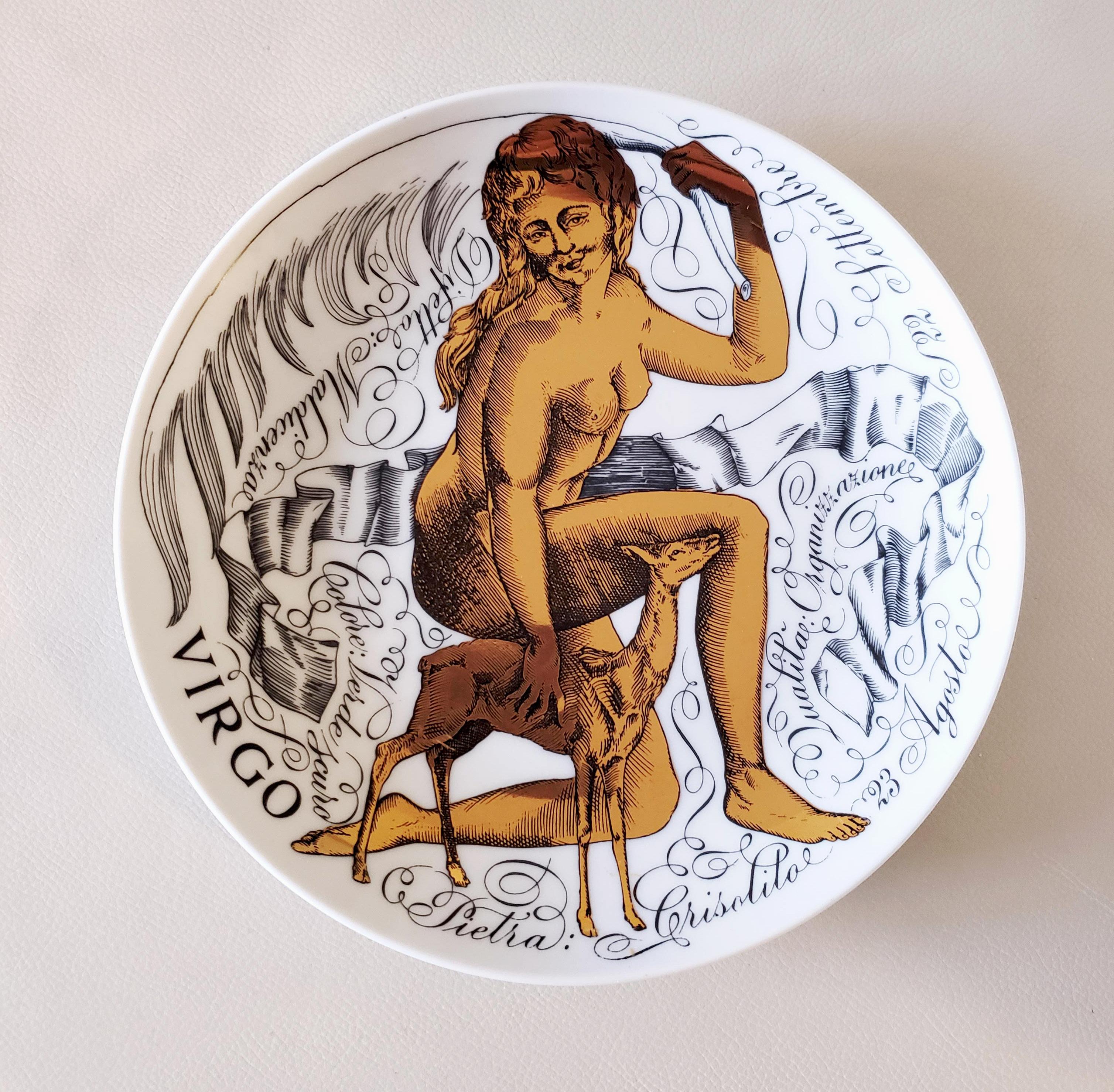 Vintage Piero Fornasetti Porcelain Zodiac Plates, Astrali Pattern 1