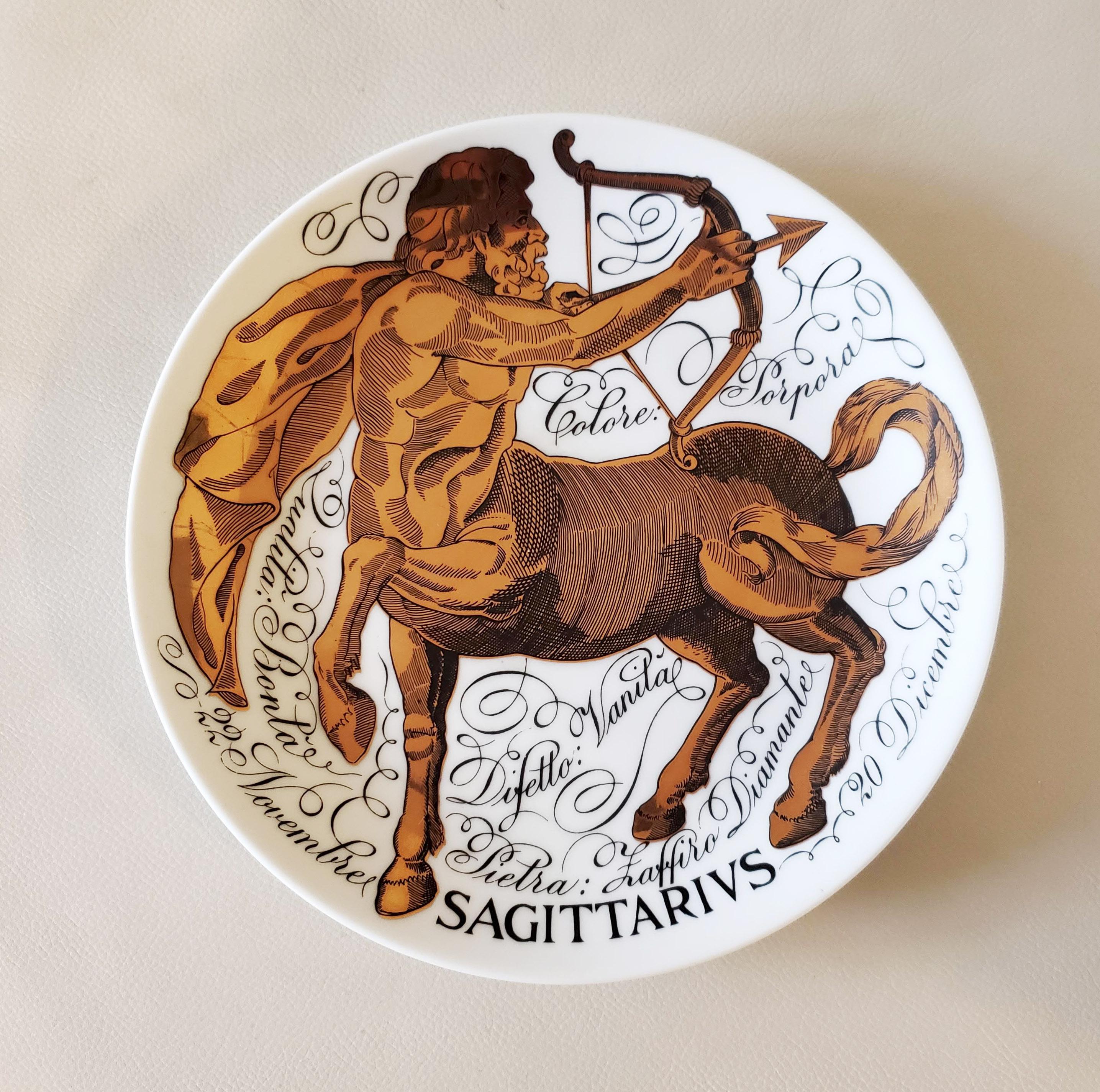 20th Century Vintage Piero Fornasetti Porcelain Zodiac Plates, Astrali Pattern