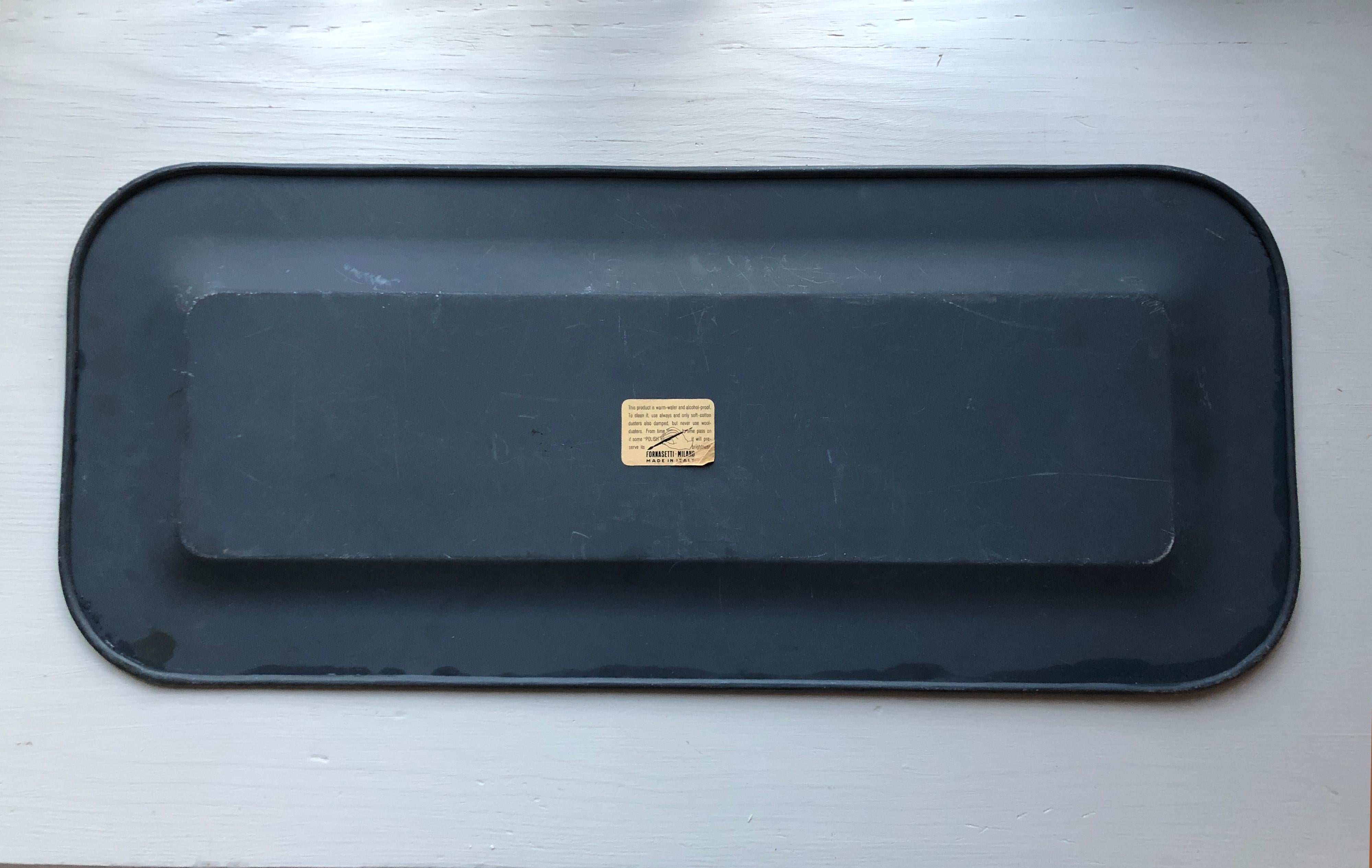 Vintage Piero Fornasetti Rectangular Metal Tray, named Città di Carte For Sale 4