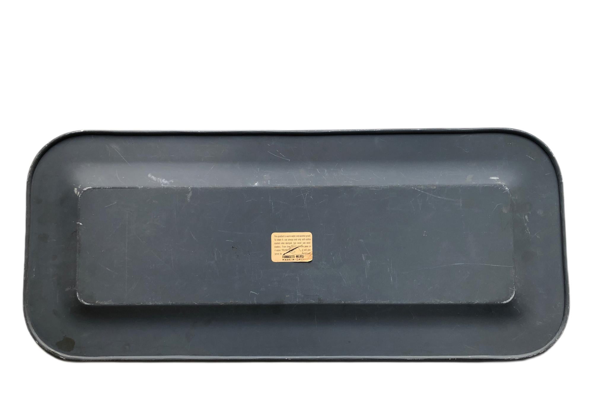 Vintage Piero Fornasetti Rectangular Metal Tray, named Città di Carte For Sale 2