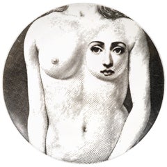 Vintage Piero Fornasetti Tema E Variazoni Porcelain Plate,  Number 308, 1970s