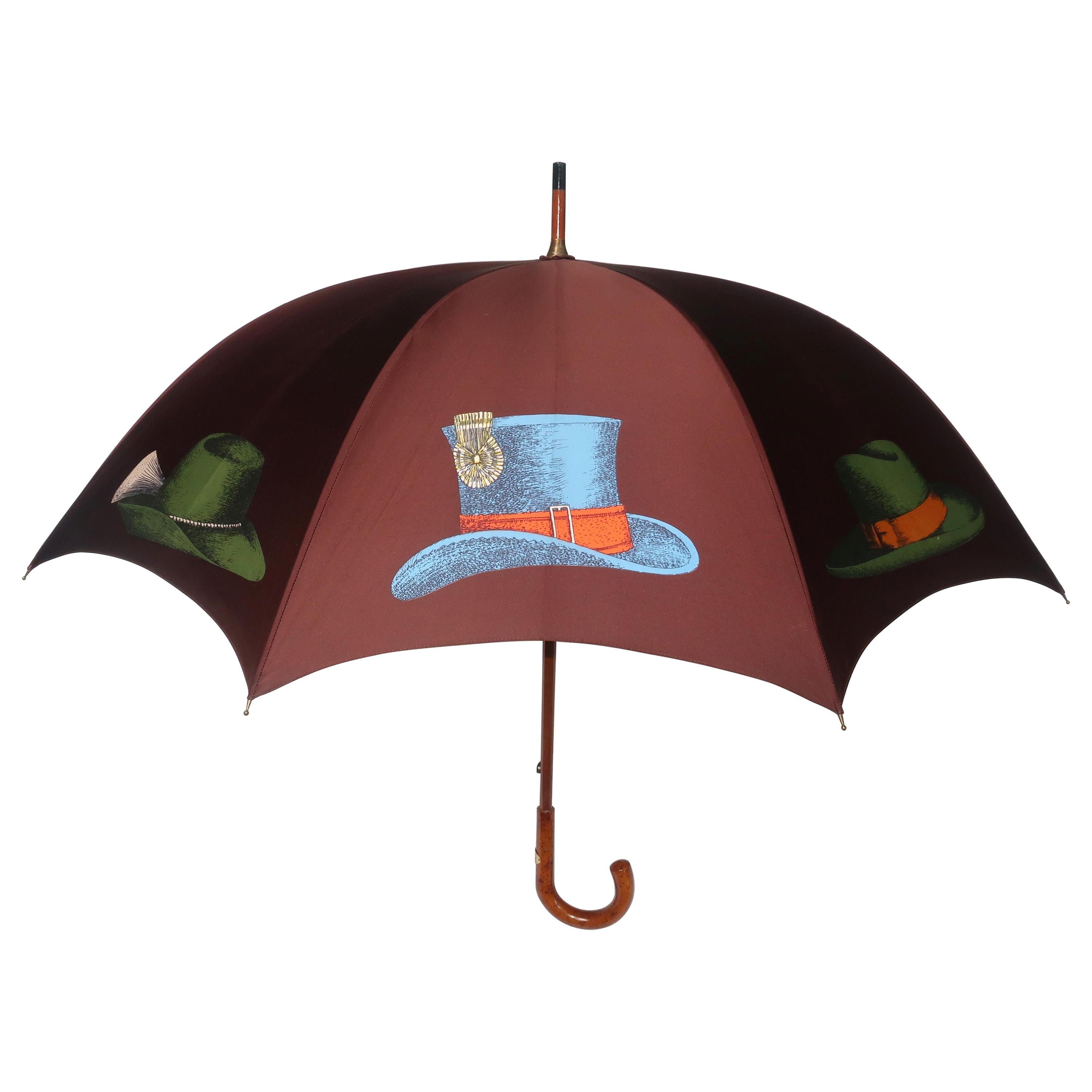 Vintage Piero Fornasetti Trompe L'oeil 'Cappelli' Hats Umbrella
