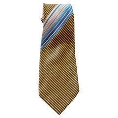 Retro Pierre Balmain 100% silk tie with small yellow stripes 