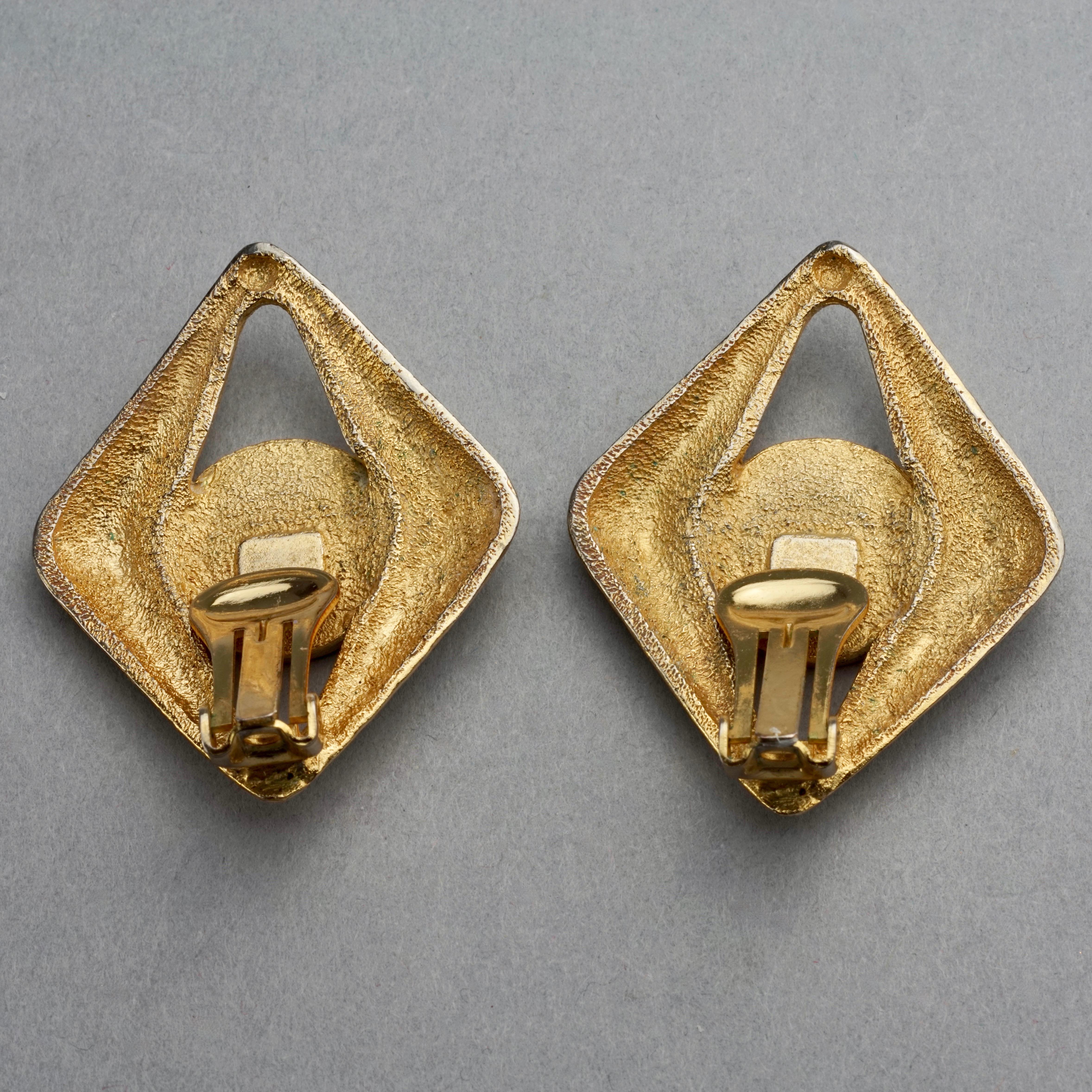 Vintage PIERRE BALMAIN Diamond Coin Earrings For Sale 3