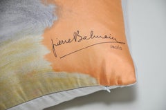 Vintage Pierre Balmain Geometric Silk Scarf with Irish Linen Cushion Pillow Set