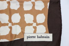 Vintage Pierre Balmain Paris Brown Silk Scarf