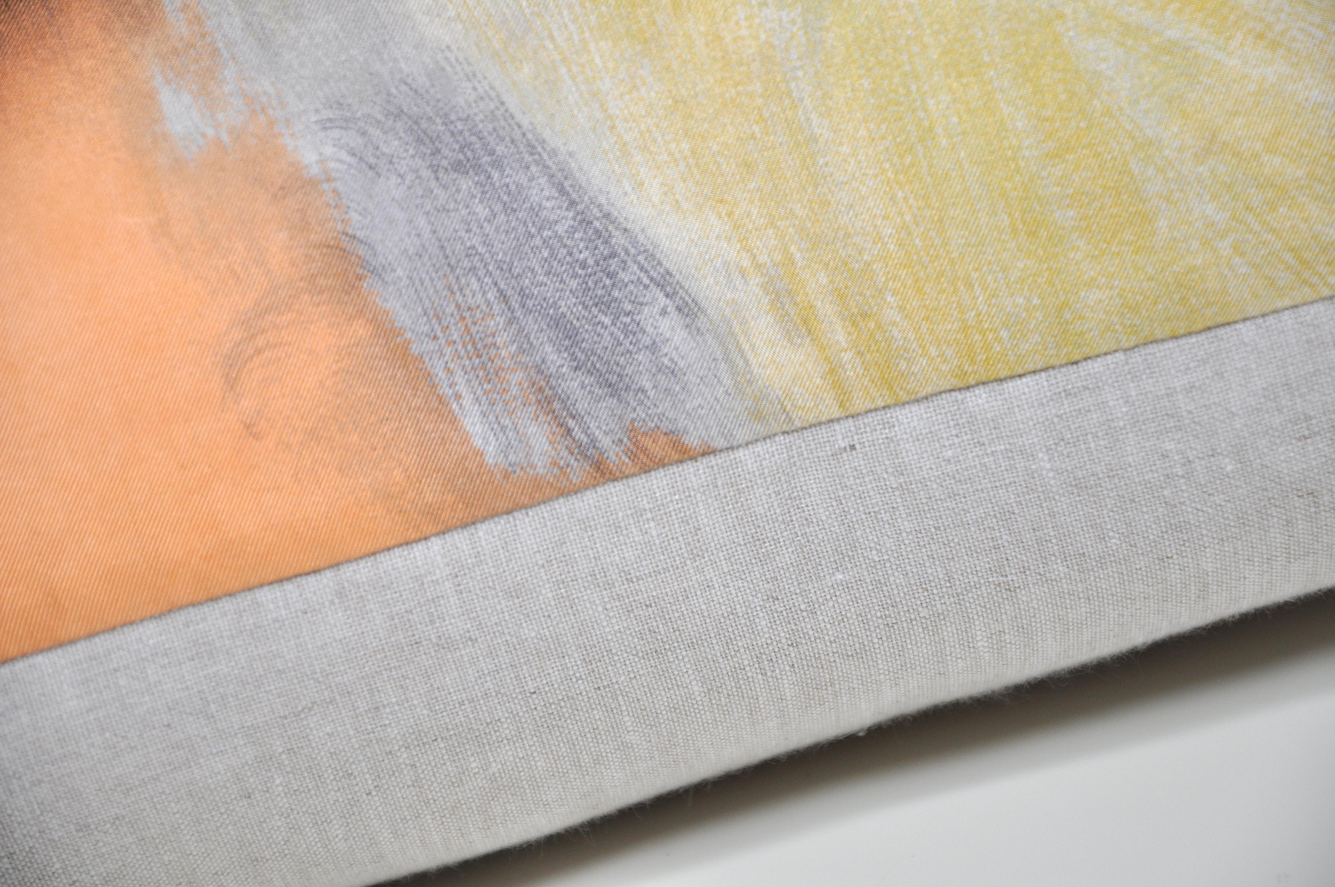 Vintage Pierre Balmain Silk Fabric with Irish Linen Cushion Pillow In Good Condition In Belfast, Northern Ireland