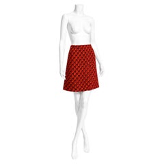 Vintage Pierre Cardin 1970 Acrylic Logo Jacquard Knit A-Line Mini Skirt Sz 9