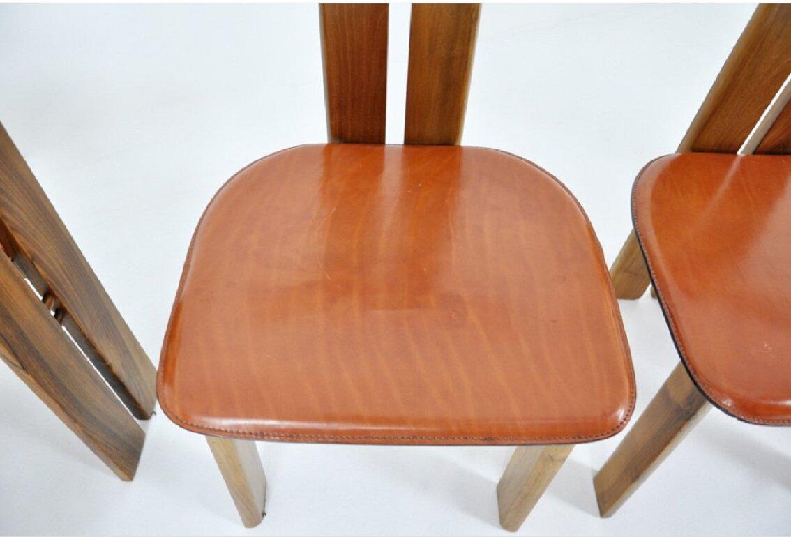 Pierre Cardin 6 Dining Chairs Chaises in Walnut and Leather  France 11