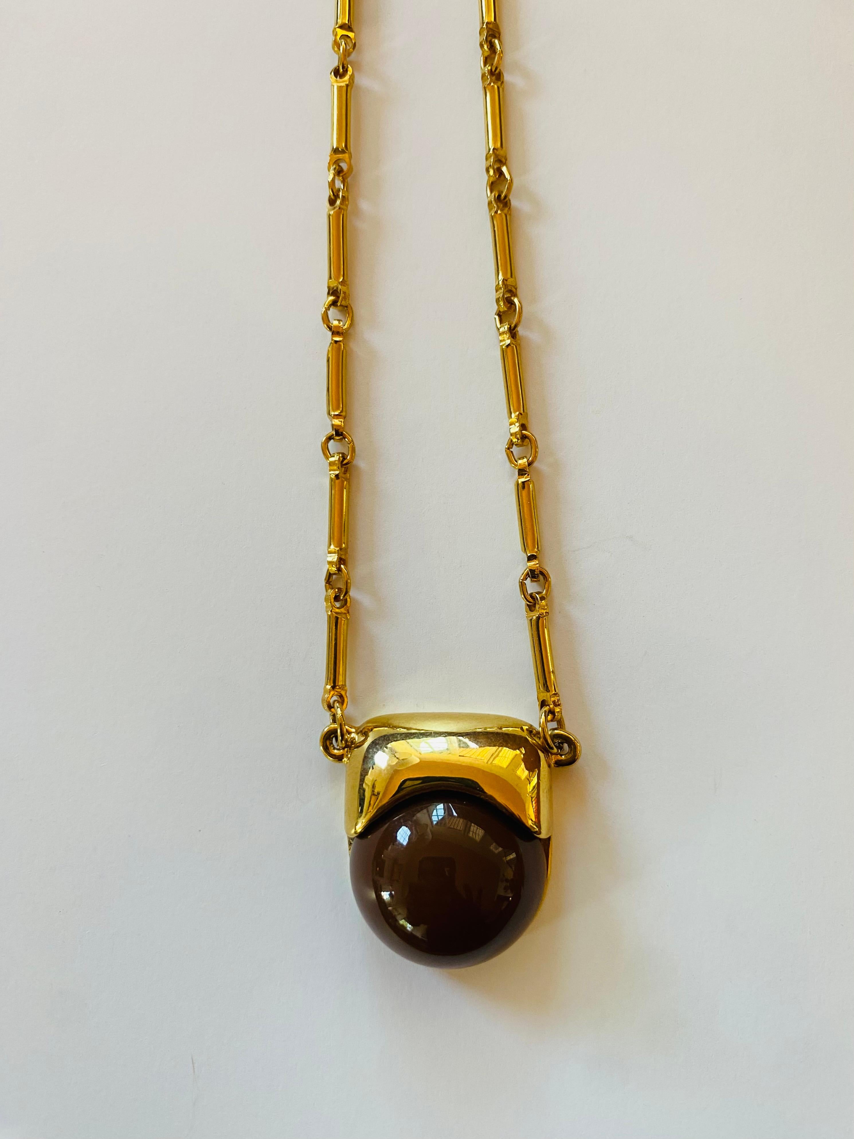 Wonderful abstract futuristic choker necklace pendant. All constructed in brass by Pierre Cardin haute couture - iconic and sculptural, this necklace pendant is from the height of Cardin's creative output, 'Futuristic' and modernist in its style.
