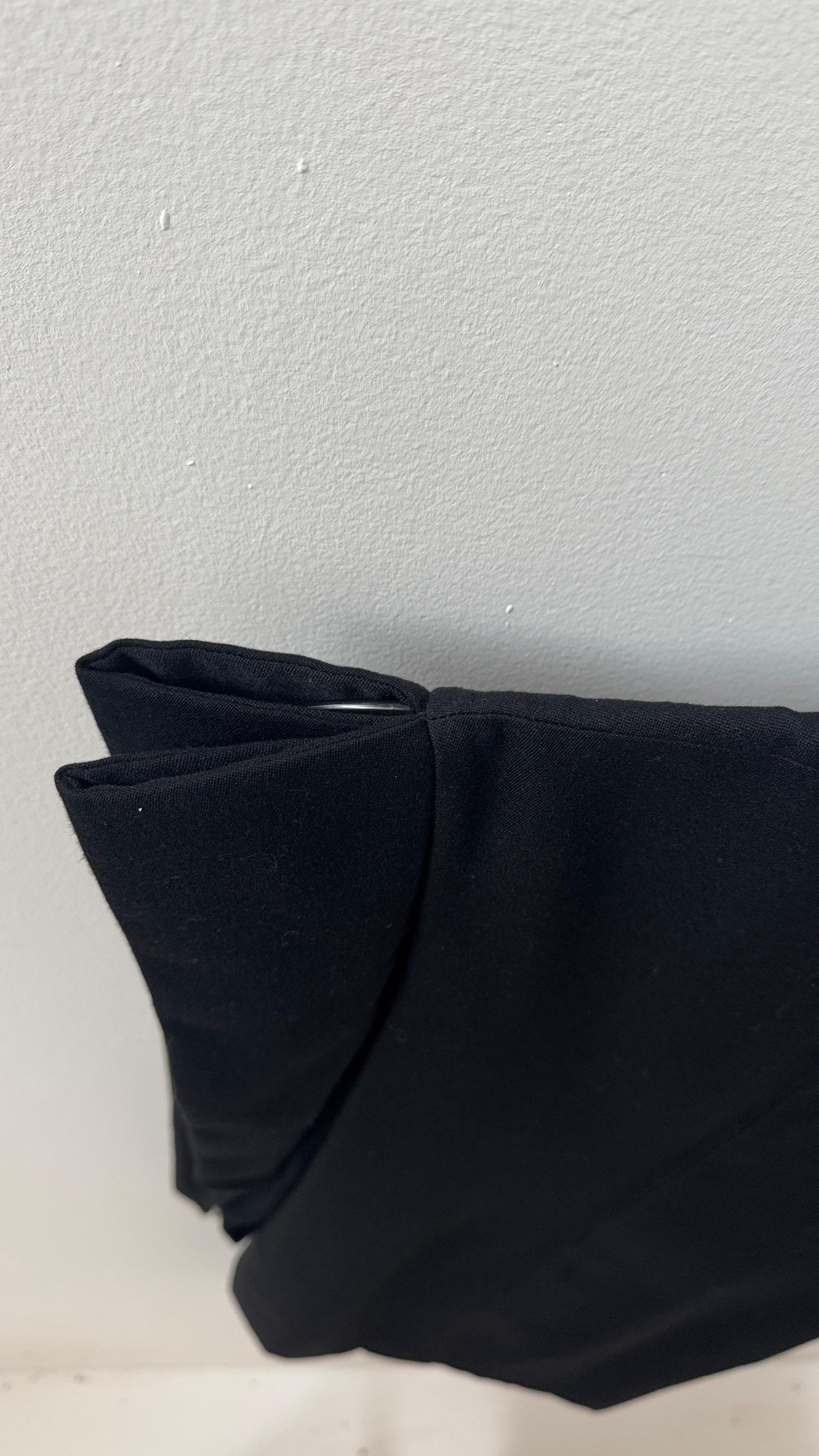 Women's Vintage Pierre Cardin Black Dress with Sculptural Shoulders For Sale