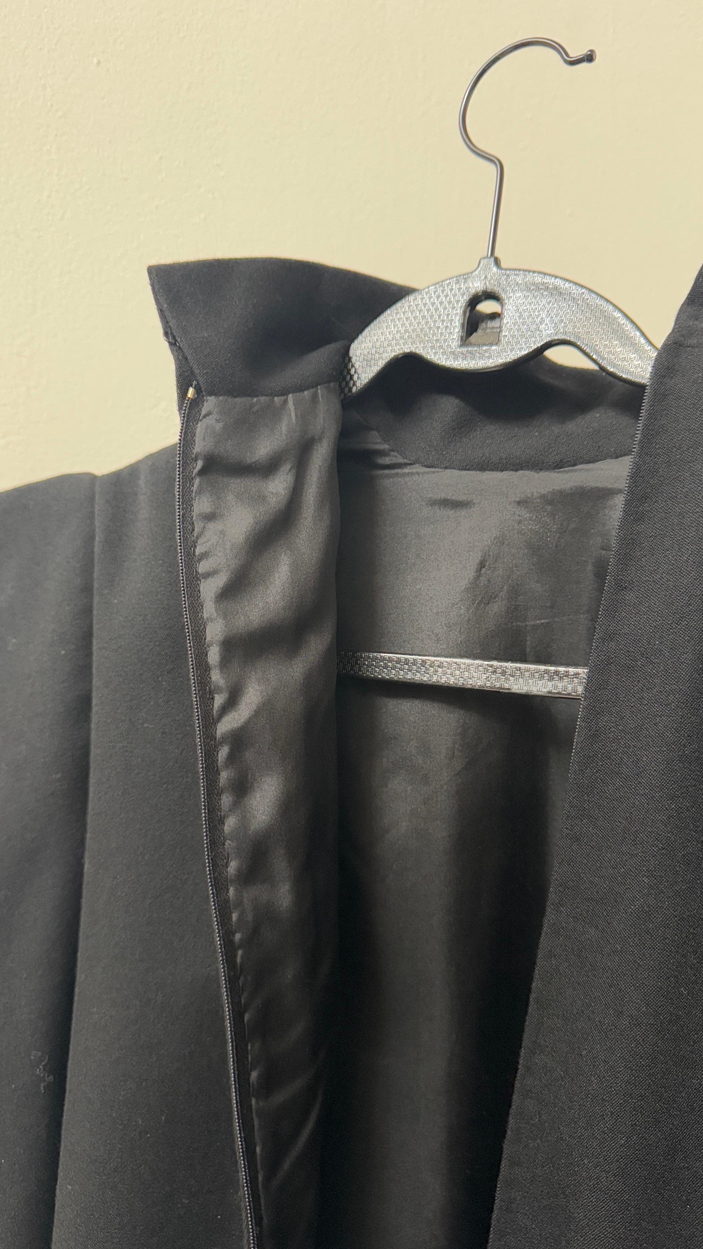 Vintage Pierre Cardin Black Dress with Sculptural Shoulders For Sale 1
