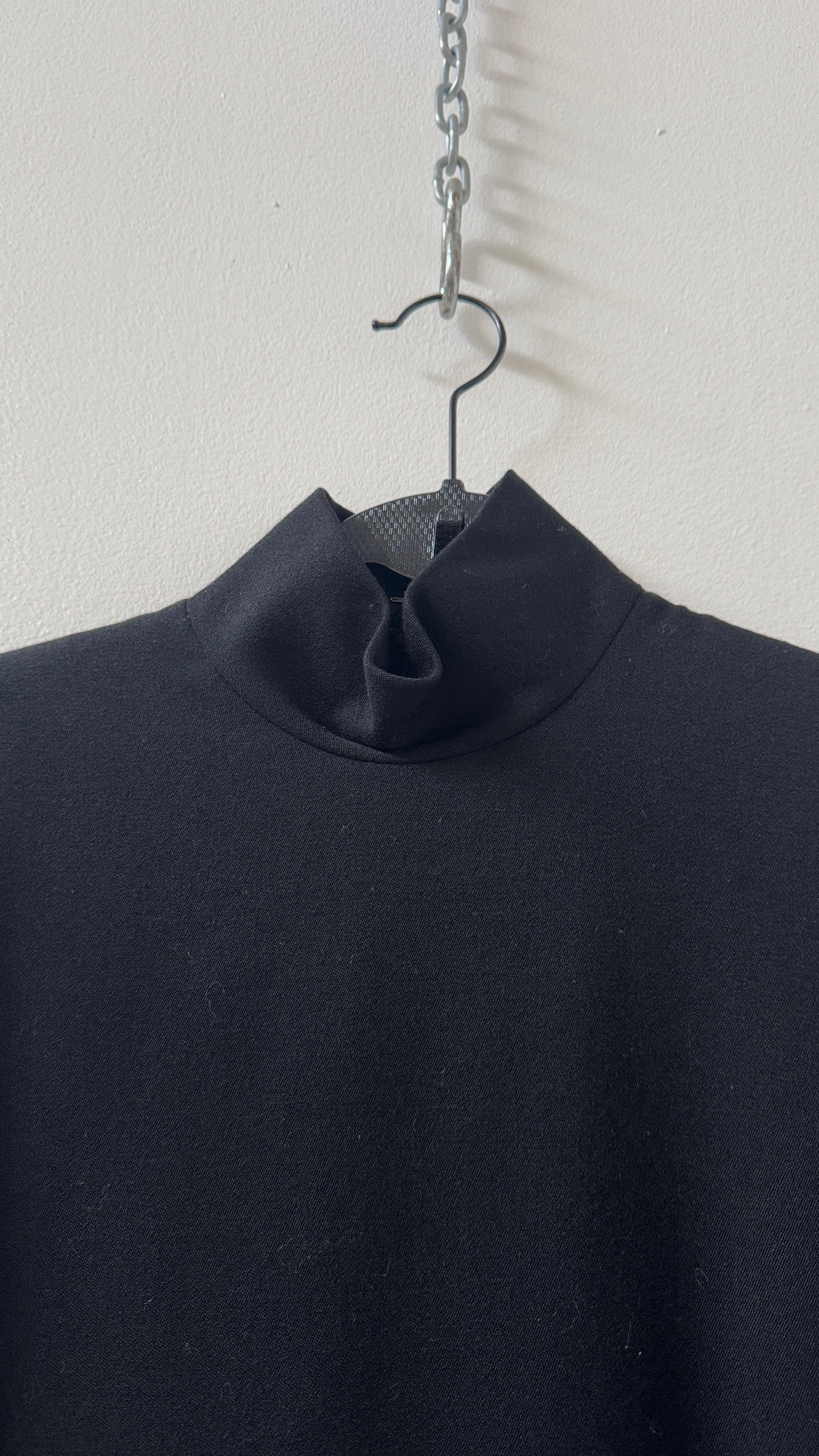 Vintage Pierre Cardin Black Dress with Sculptural Shoulders For Sale 3