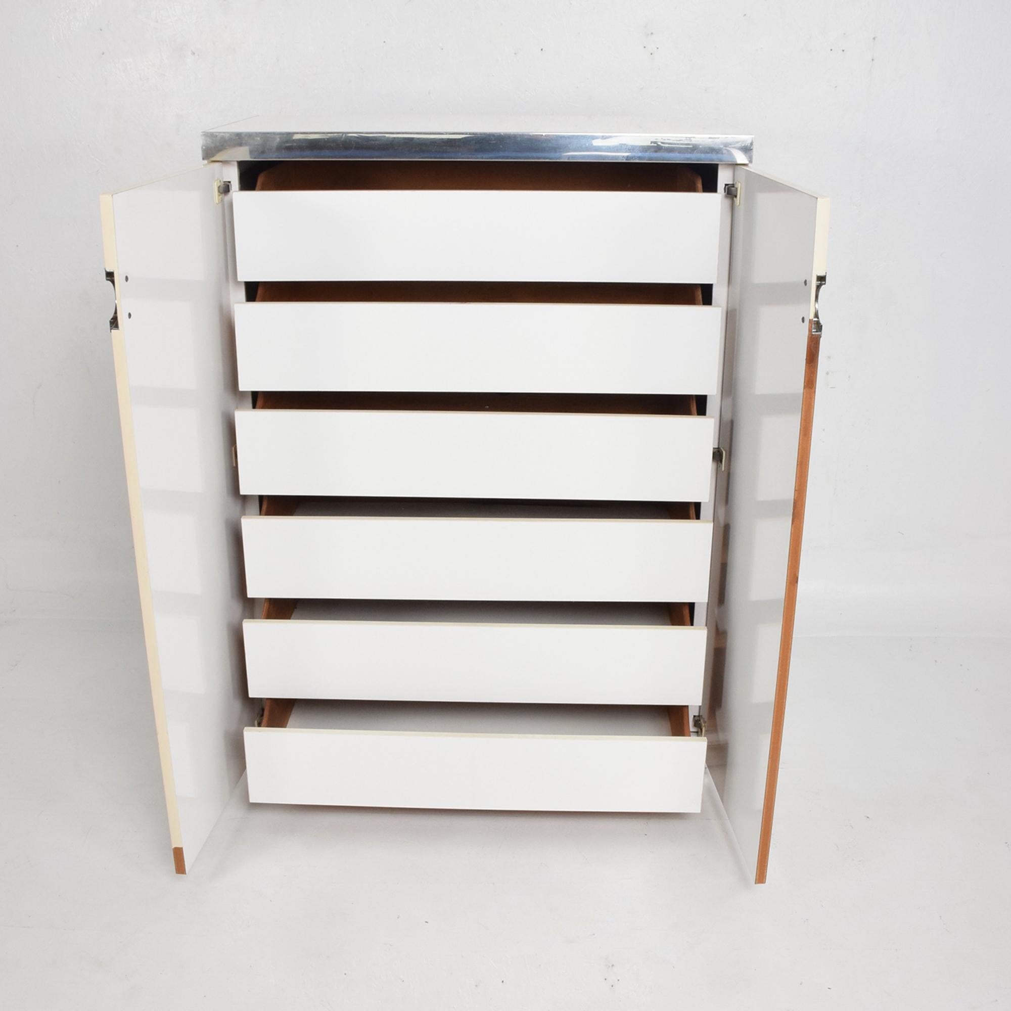 Mid-Century Modern  Pierre Cardin French White Wardrobe Cabinet Chest of Drawers Sleek Modern 1970s