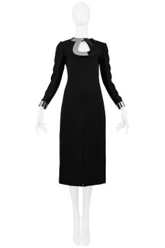 Vintage Pierre Cardin Chrome Metal Necklace Dress with Metal Cuffs 1968