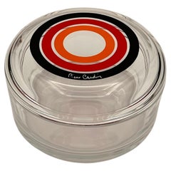 Retro Pierre Cardin for Sasaki Lidded Glass Bowl in Red, Orange and Black