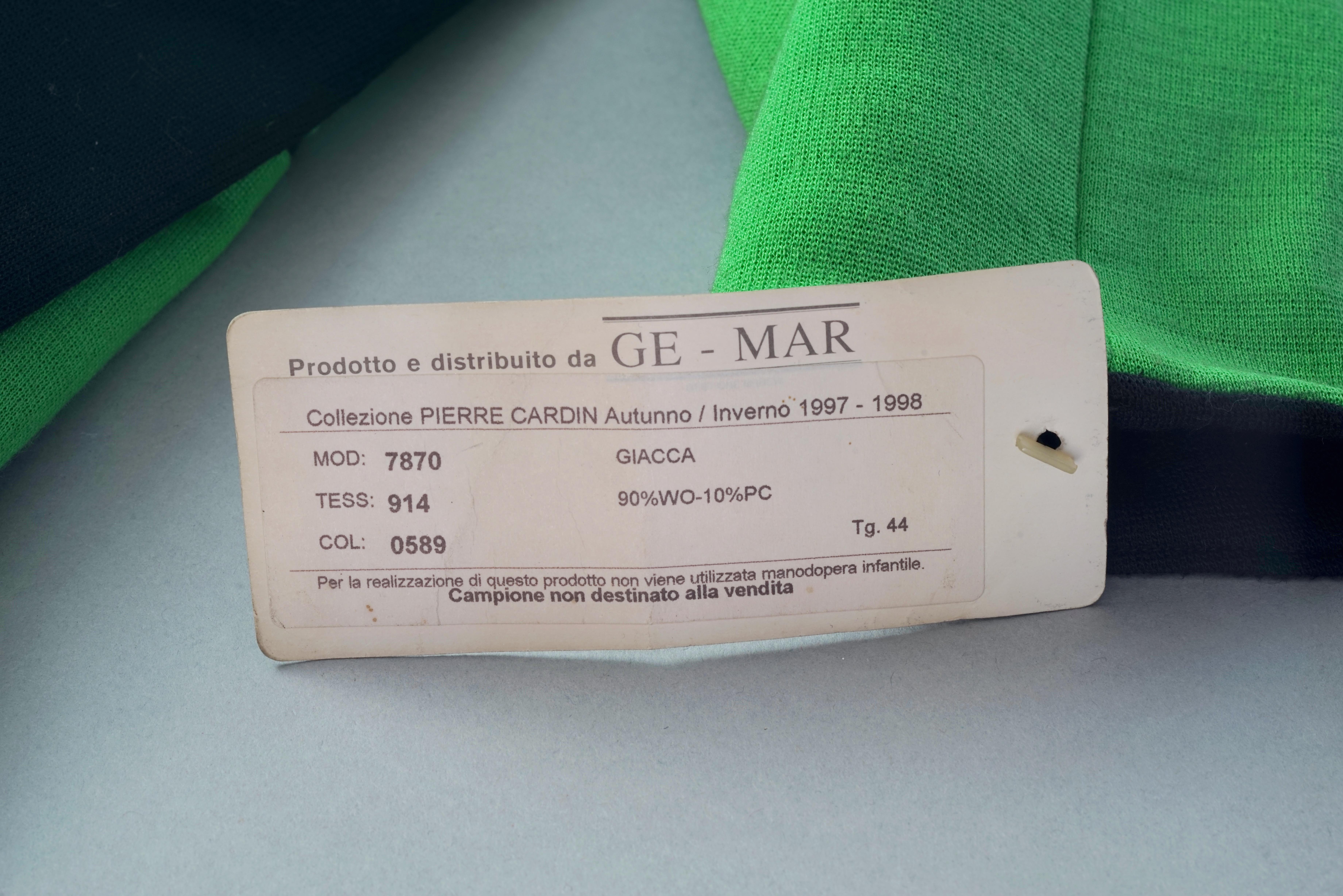 Vintage PIERRE CARDIN Futuristic Green Black Contrast Jacket For Sale 6