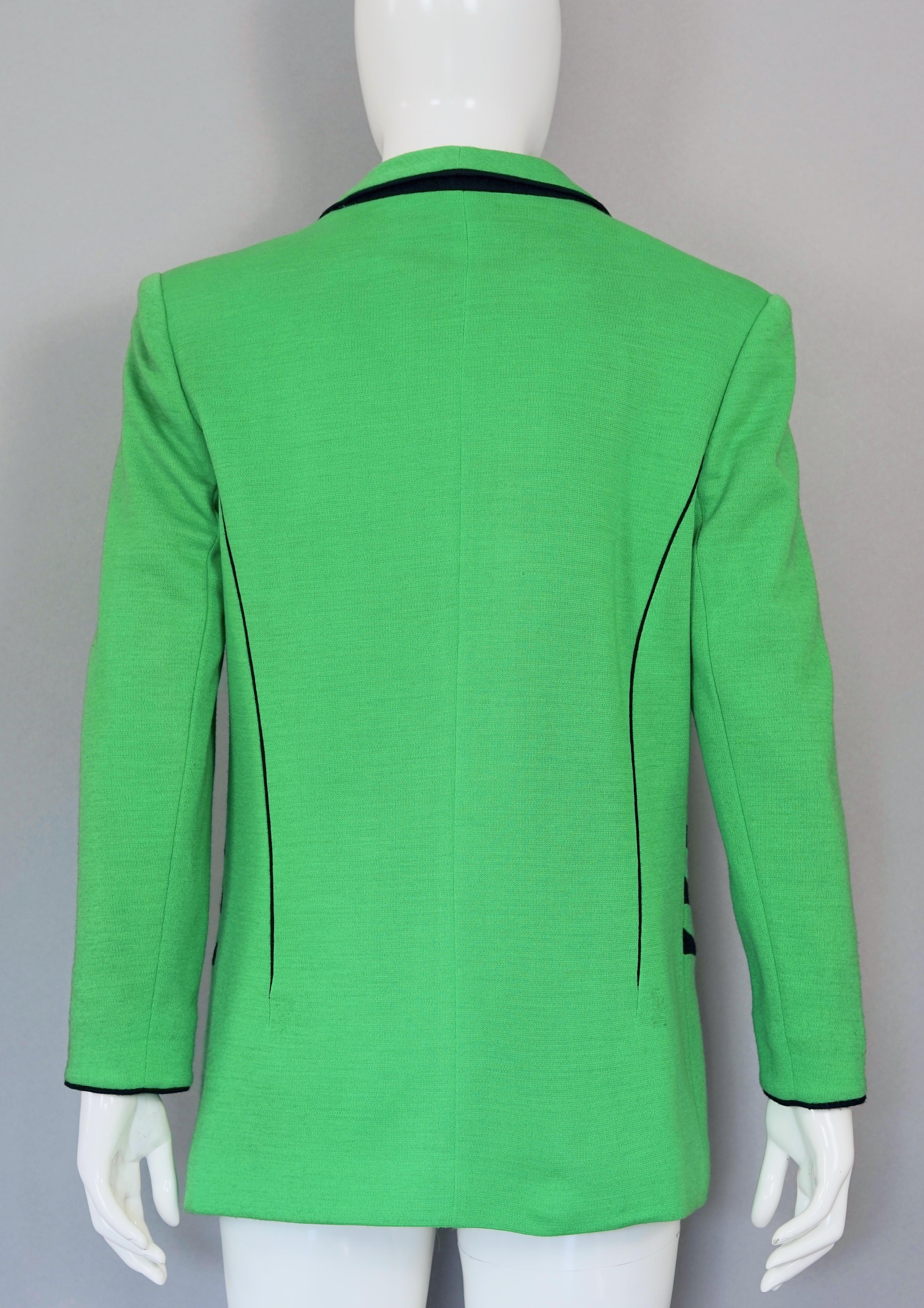 Vintage PIERRE CARDIN Futuristic Green Black Contrast Jacket For Sale 1