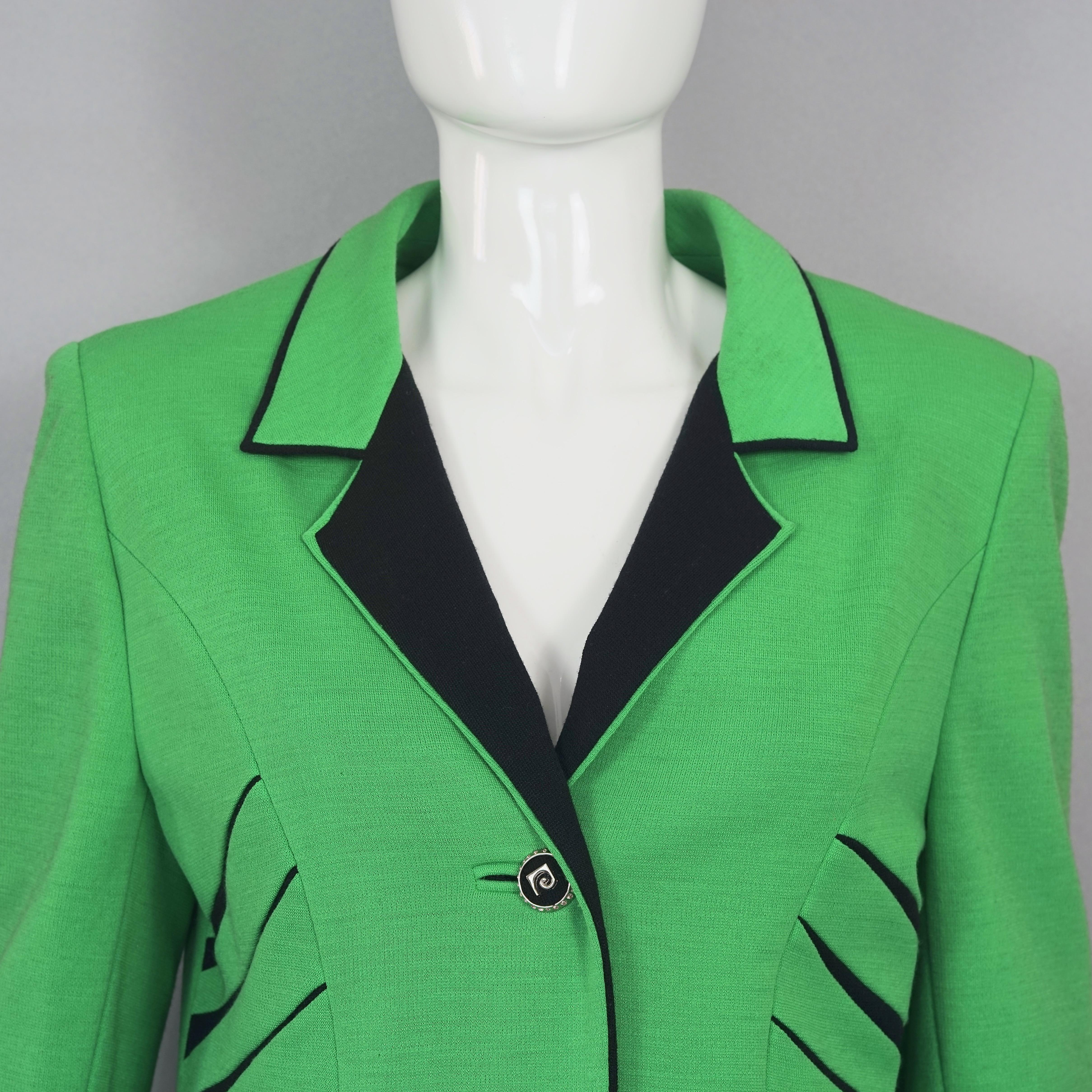 Vintage PIERRE CARDIN Futuristic Green Black Contrast Jacket For Sale 2