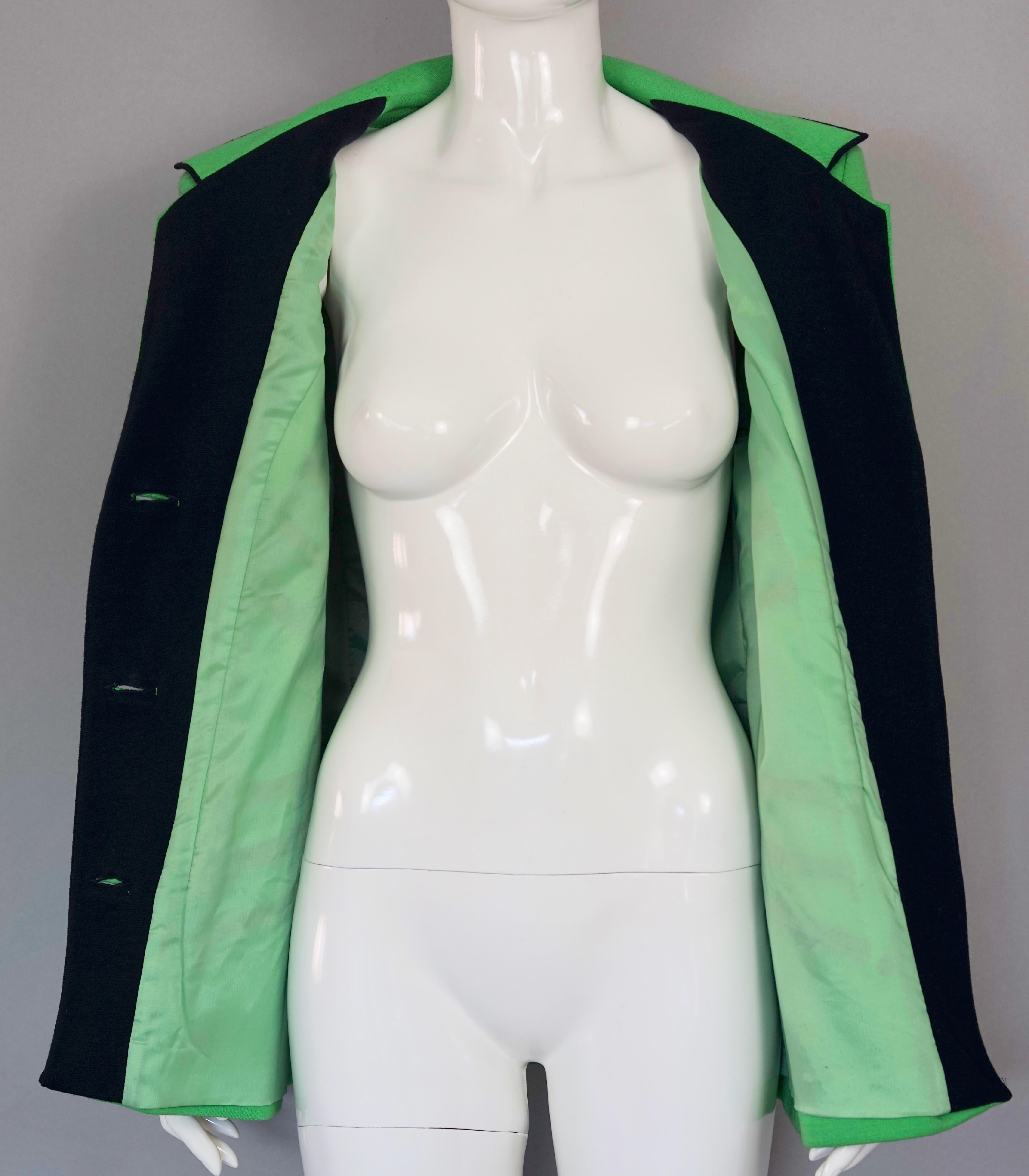 Vintage PIERRE CARDIN Futuristic Green Black Contrast Jacket For Sale 4