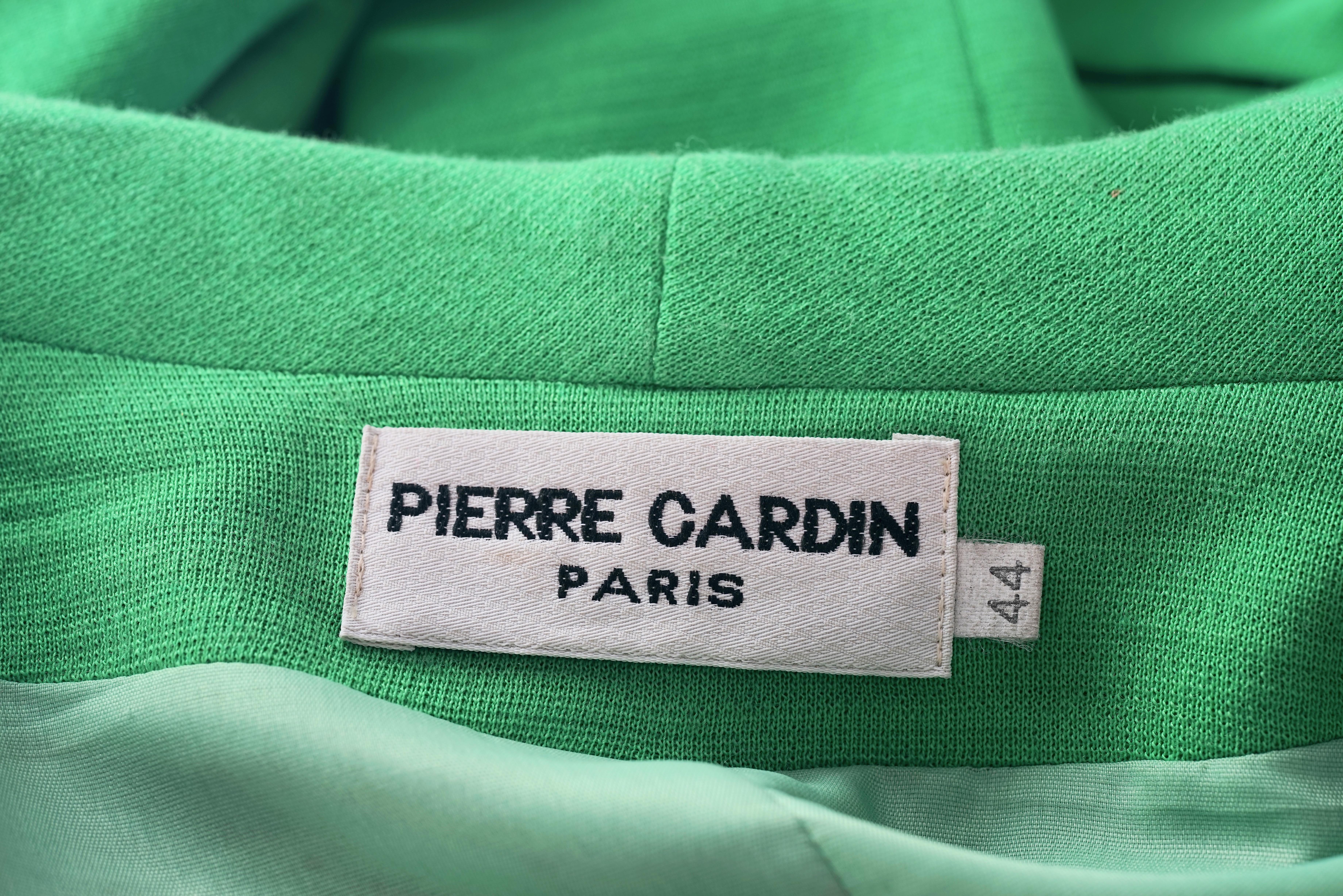Vintage PIERRE CARDIN Futuristic Green Black Contrast Jacket For Sale 5
