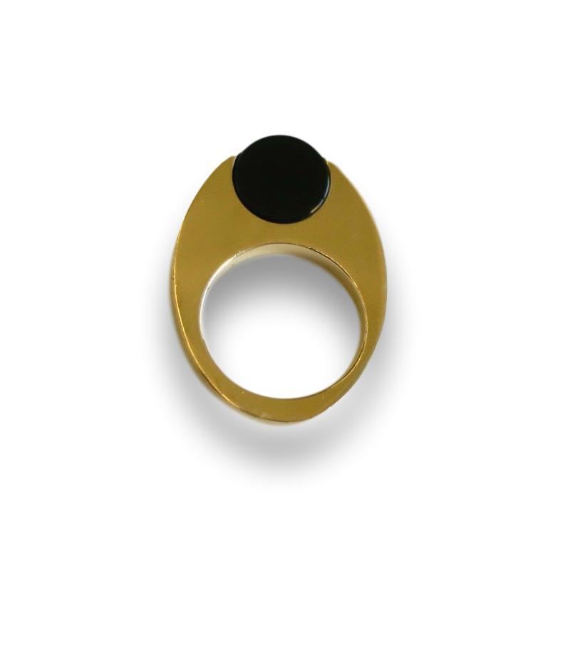 Modernist gold dome ring by Pierre Cardin. The 14k yellow gold ring with a 3/8