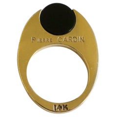 Vintage Pierre Cardin Gold and Onyx Disk Ring