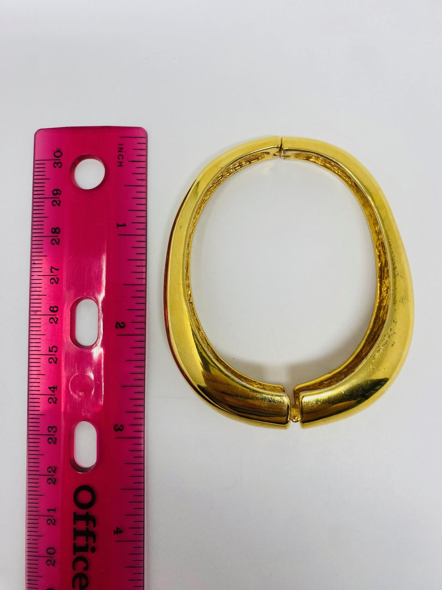 French Vintage Pierre Cardin Golden Brass Modernist Bracelet Cuff 1960s