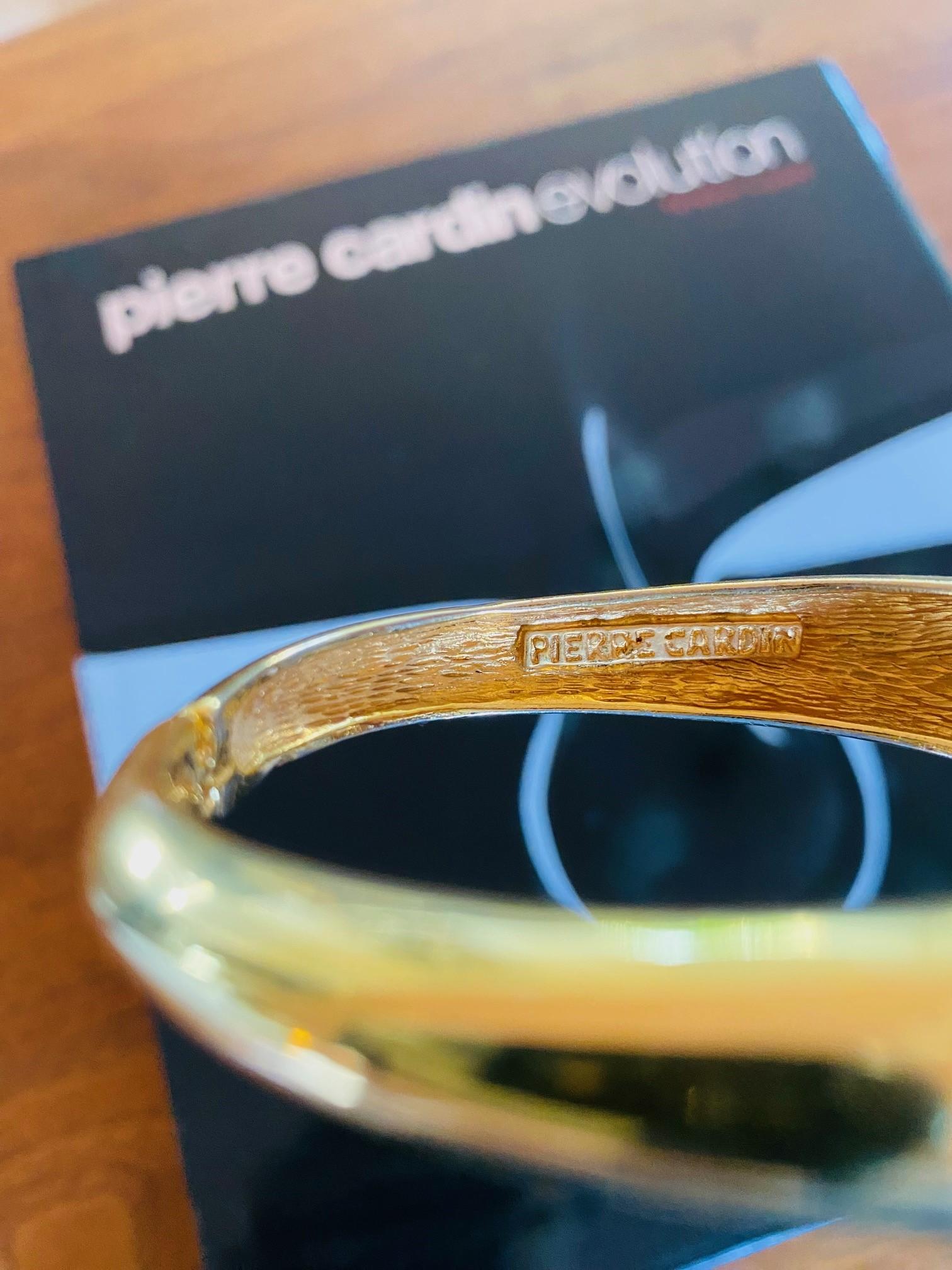 Vintage Pierre Cardin Golden Brass Modernist Bracelet Cuff 1960s 3