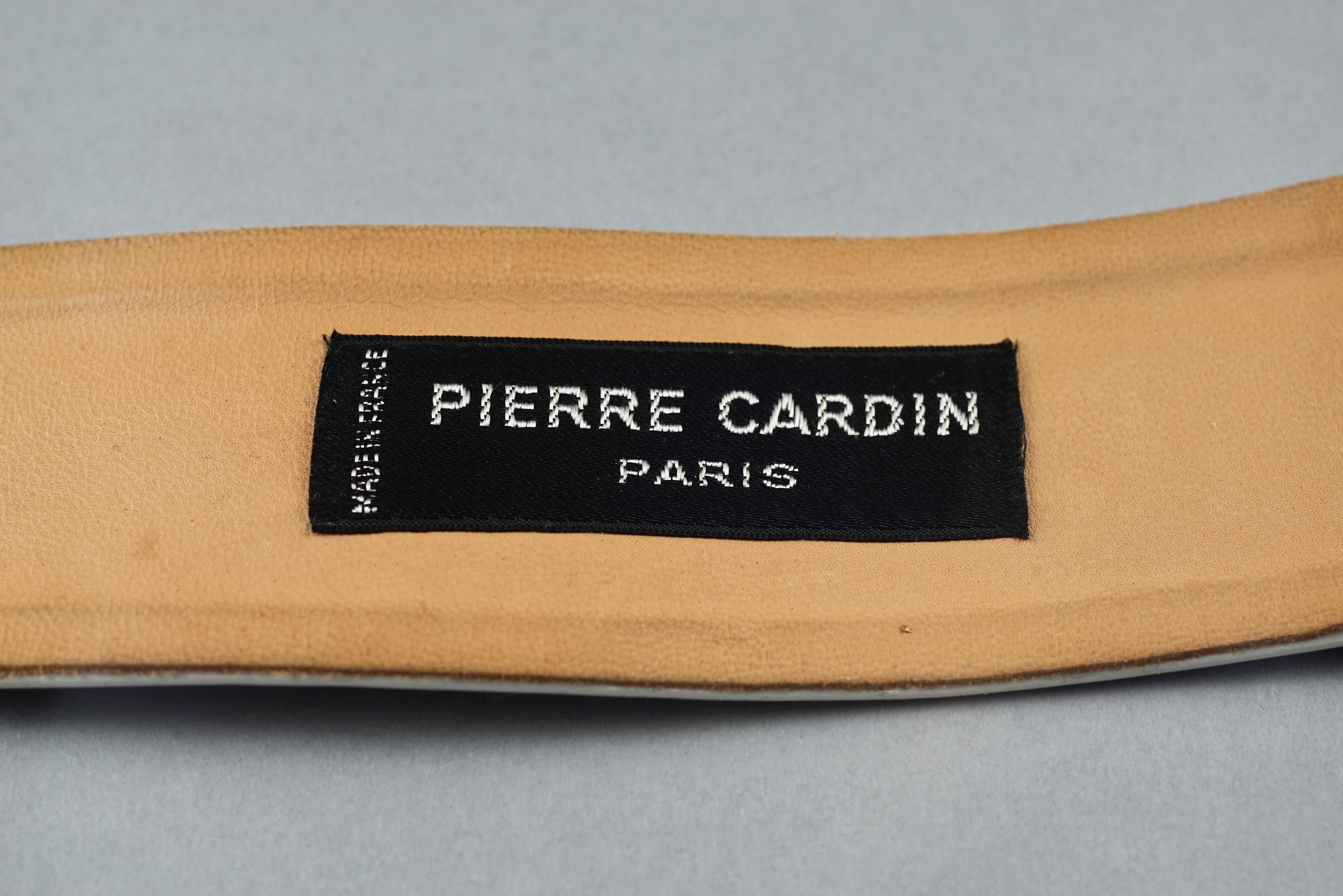 Vintage PIERRE CARDIN Logo Buckle Space Age White Patent Belt For Sale 3