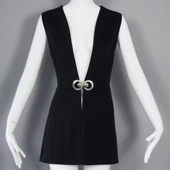 Vintage PIERRE CARDIN Mod Space Age Black Wool Vest Coat