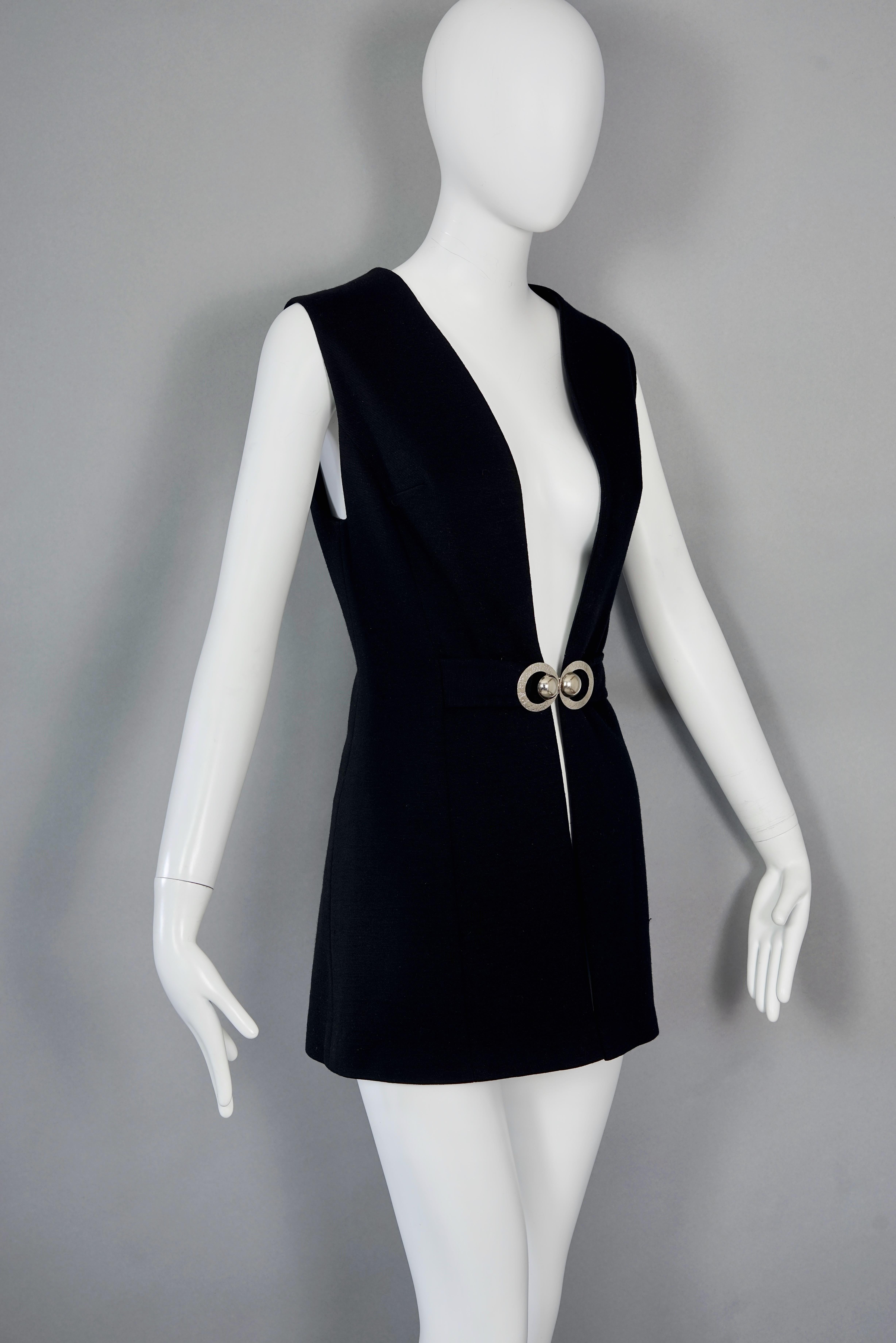 Women's Vintage PIERRE CARDIN Mod Space Age Black Wool Vest Coat For Sale