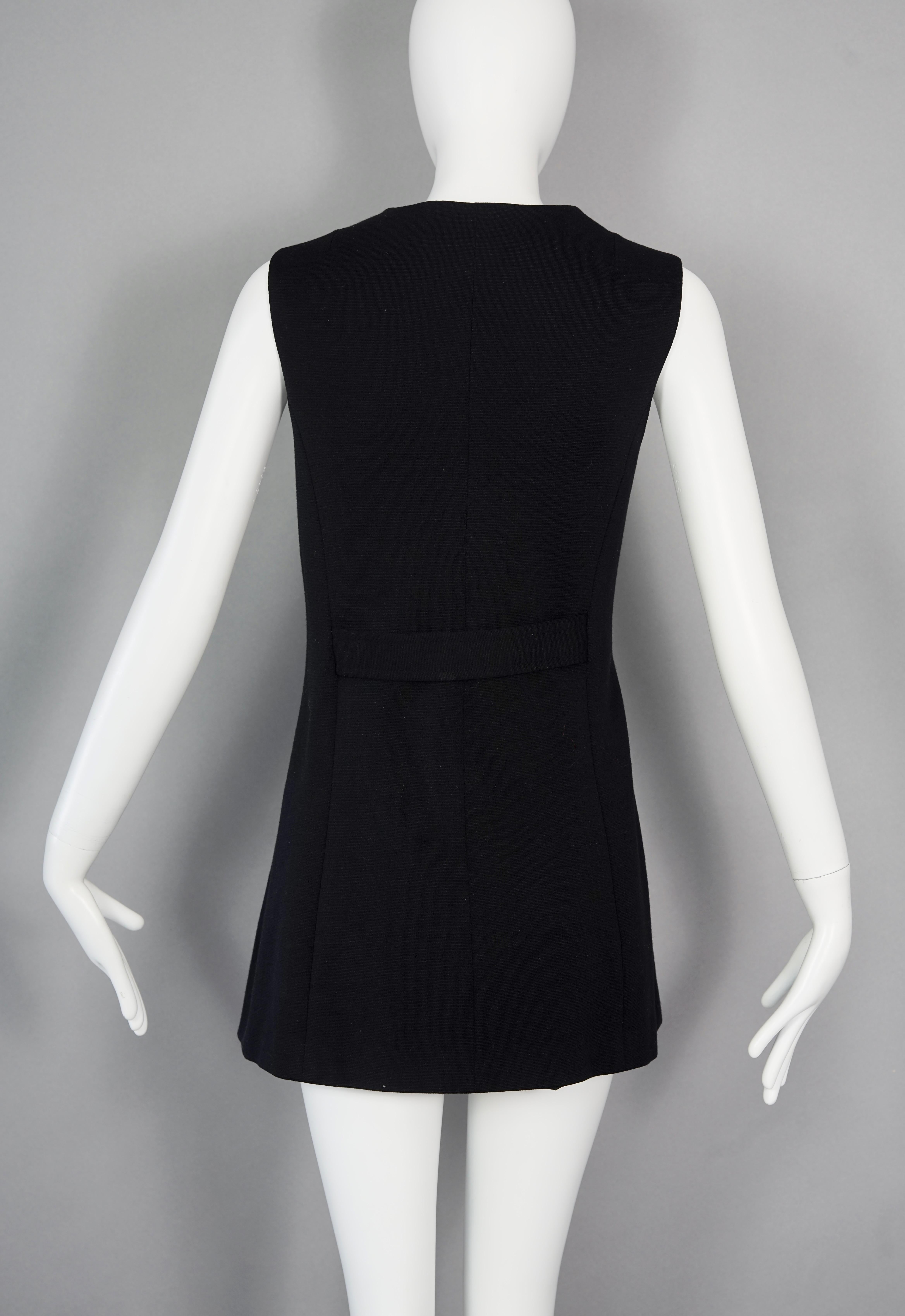 Vintage PIERRE CARDIN Mod Space Age Black Wool Vest Coat For Sale 2