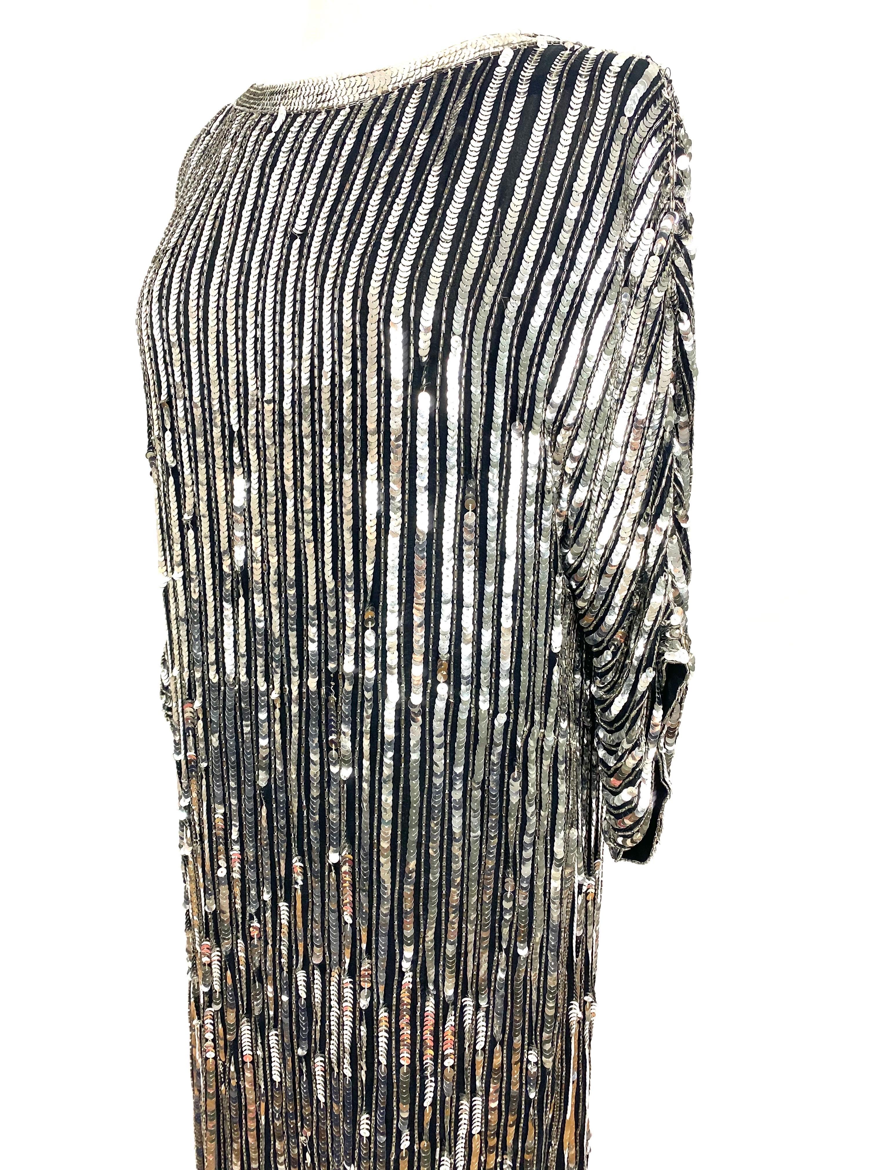 Women's Vintage Pierre Cardin Paris dress in sequins and silver beads