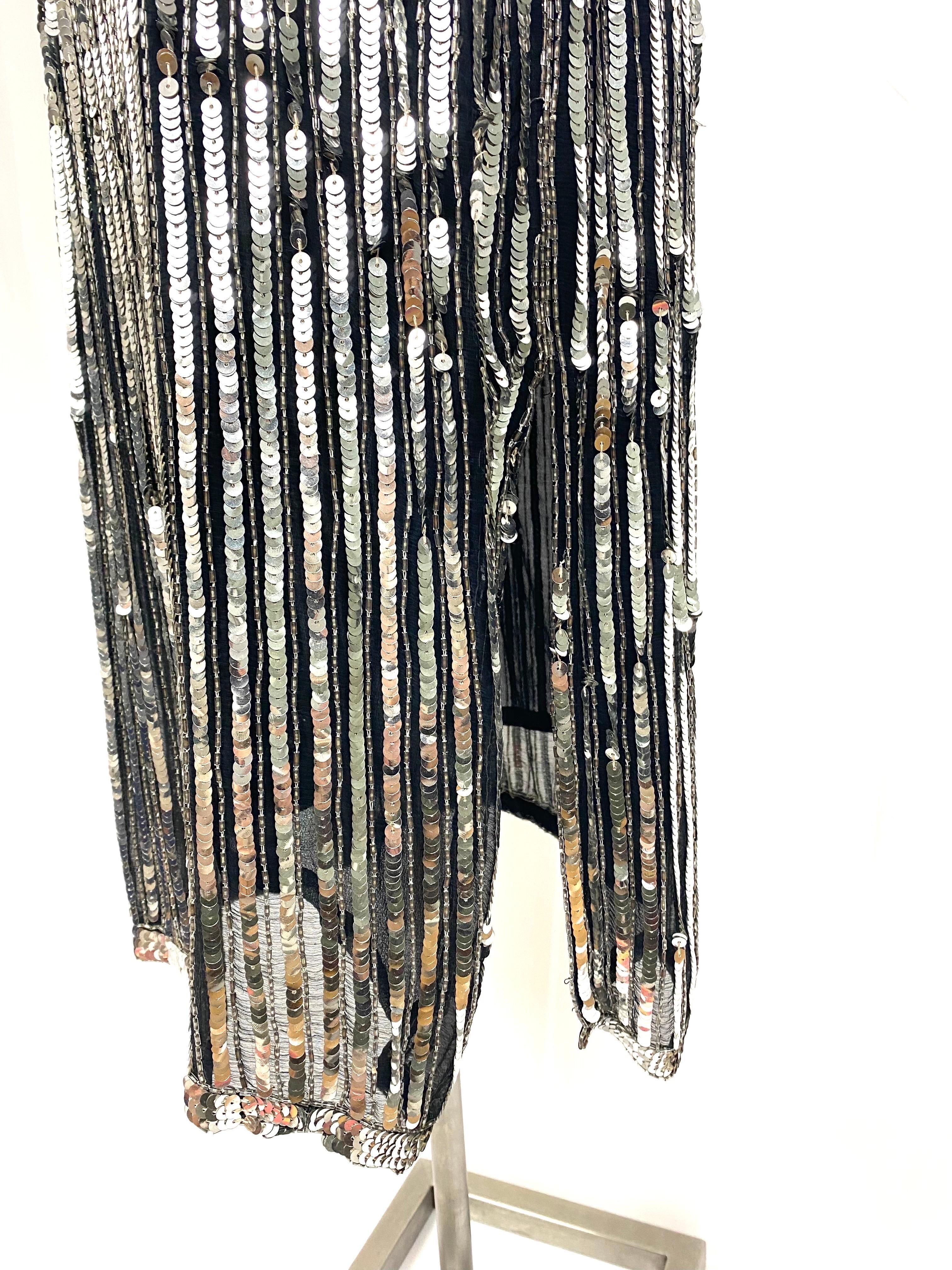 Vintage Pierre Cardin Paris dress in sequins and silver beads 1