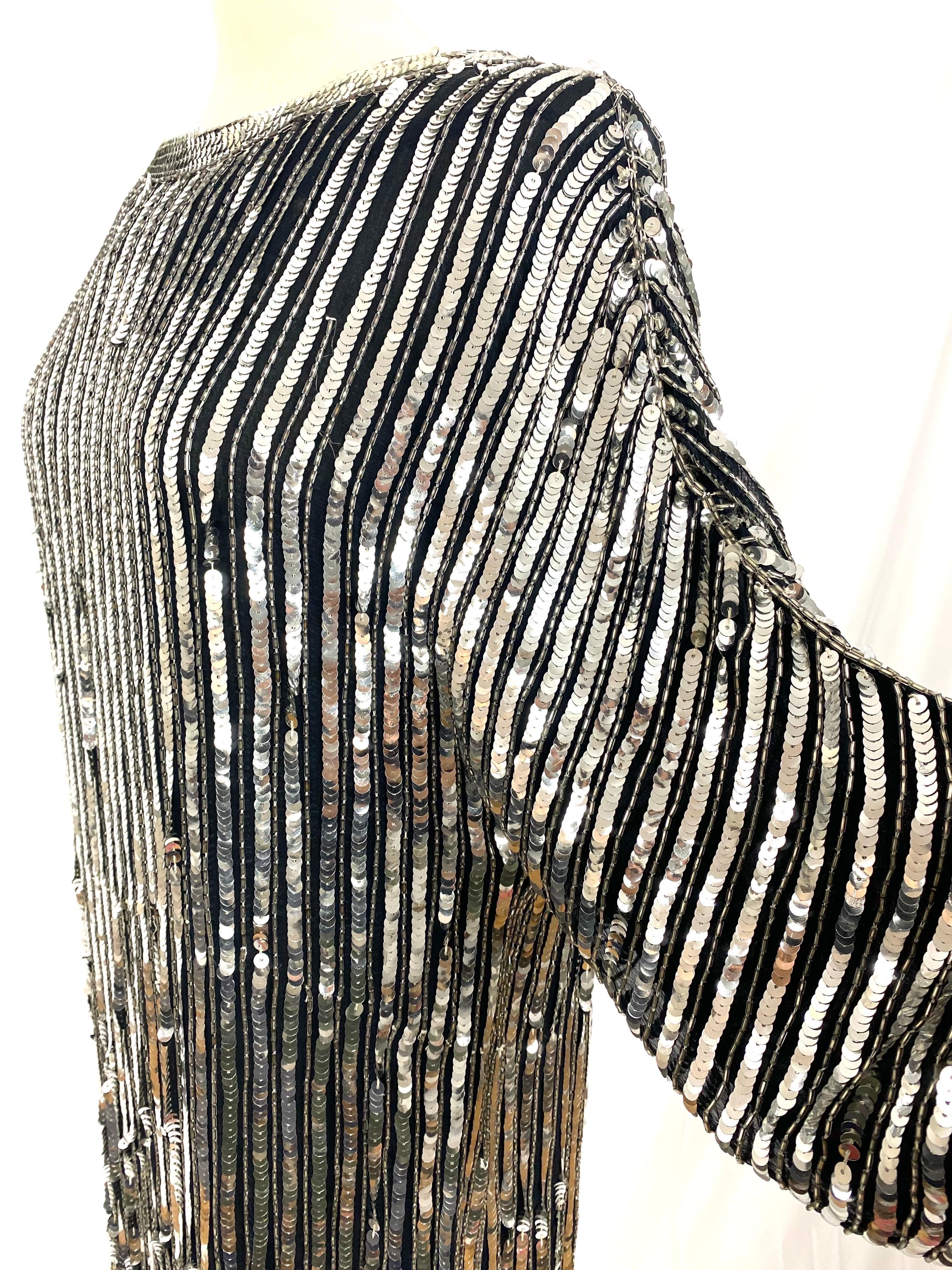Vintage Pierre Cardin Paris dress in sequins and silver beads 5