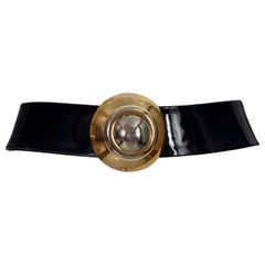 Vintage PIERRE CARDIN Round Space Age Black Patent Belt