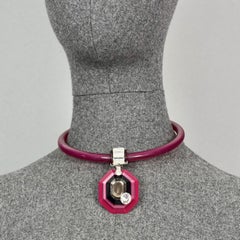 Vintage PIERRE CARDIN Space Age Pink Lucite Rhinestone Necklace