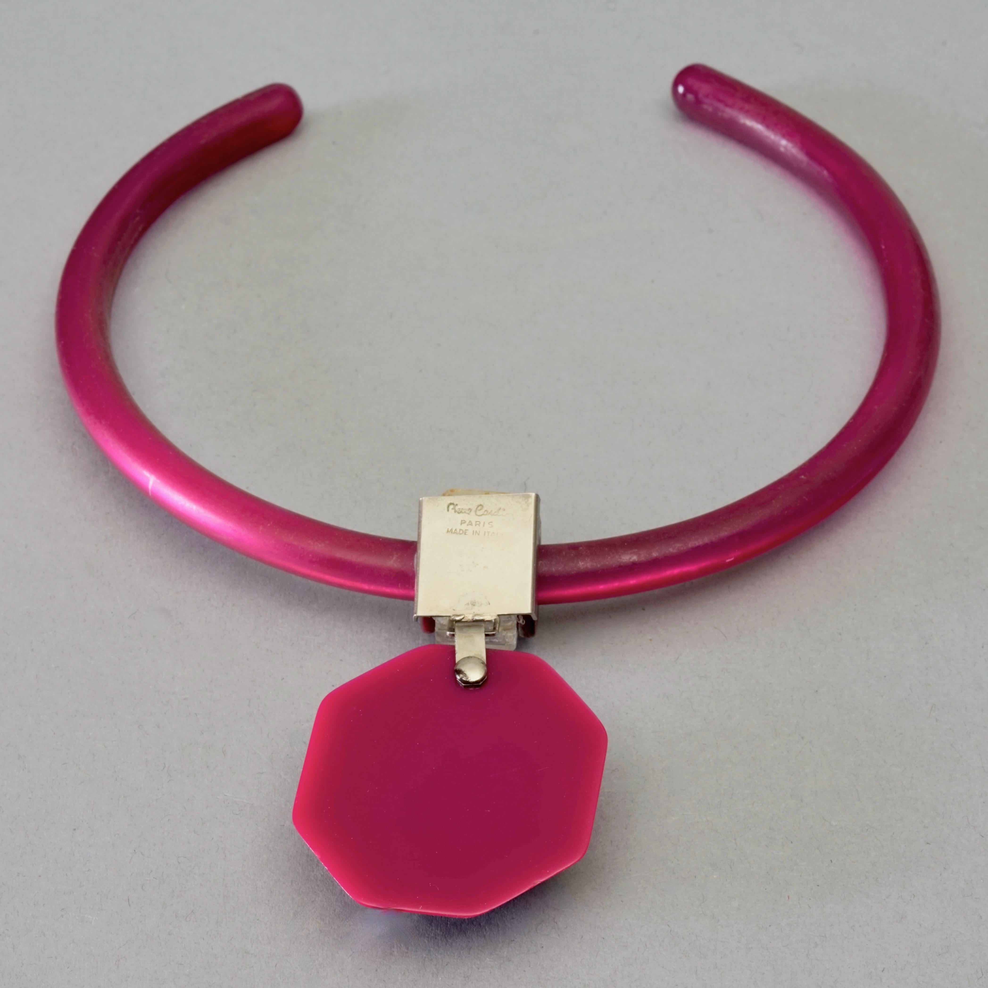 Vintage PIERRE CARDIN Space Age Pink Lucite Rhinestone Necklace For Sale 2