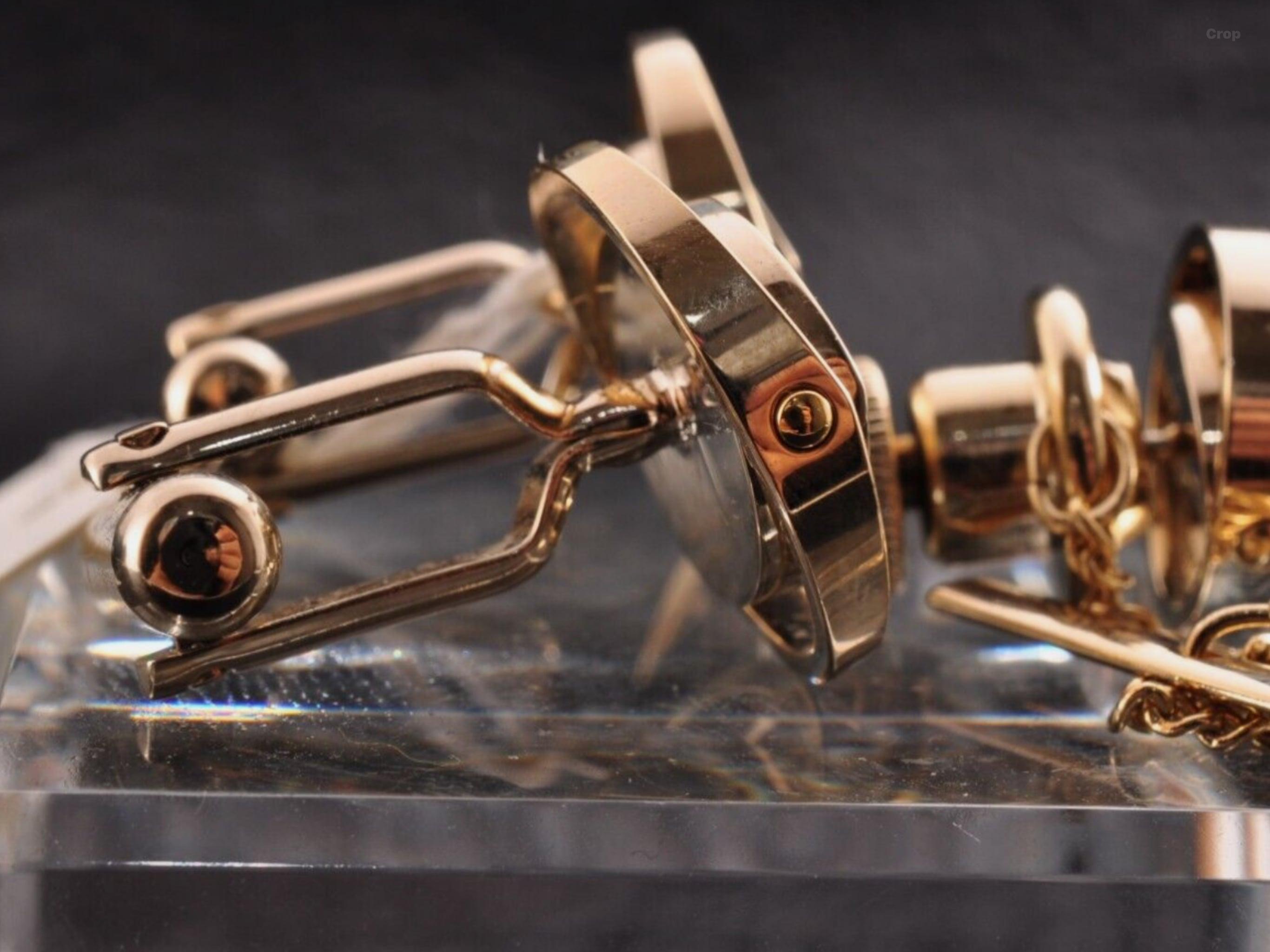 Vintage PIERRE CARDIN Steel & Gold Plate LOGO CUFFLINKS, ORIGINAL Case Circa1960 For Sale 3