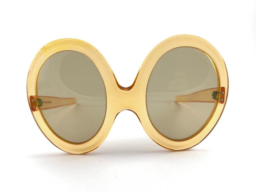 Women's Vintage Pierre Cardin Ultra Large Translucent Amber Sunglasses 1960'S For Sale