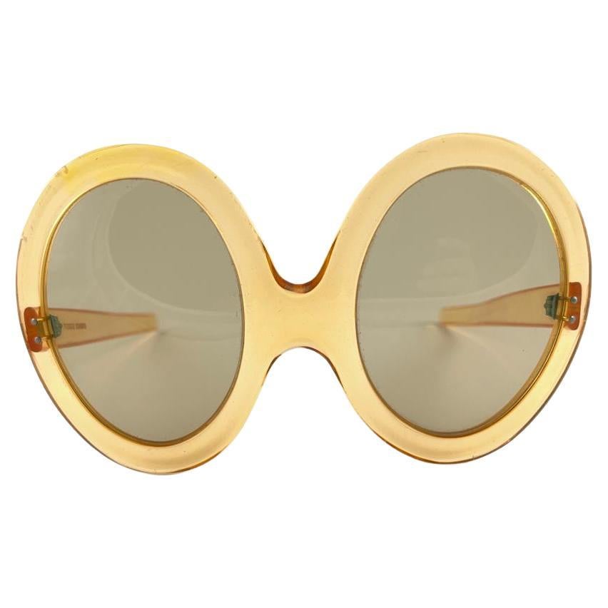 Vintage Pierre Cardin Ultra Large Translucent Amber Sunglasses 1960'S For Sale
