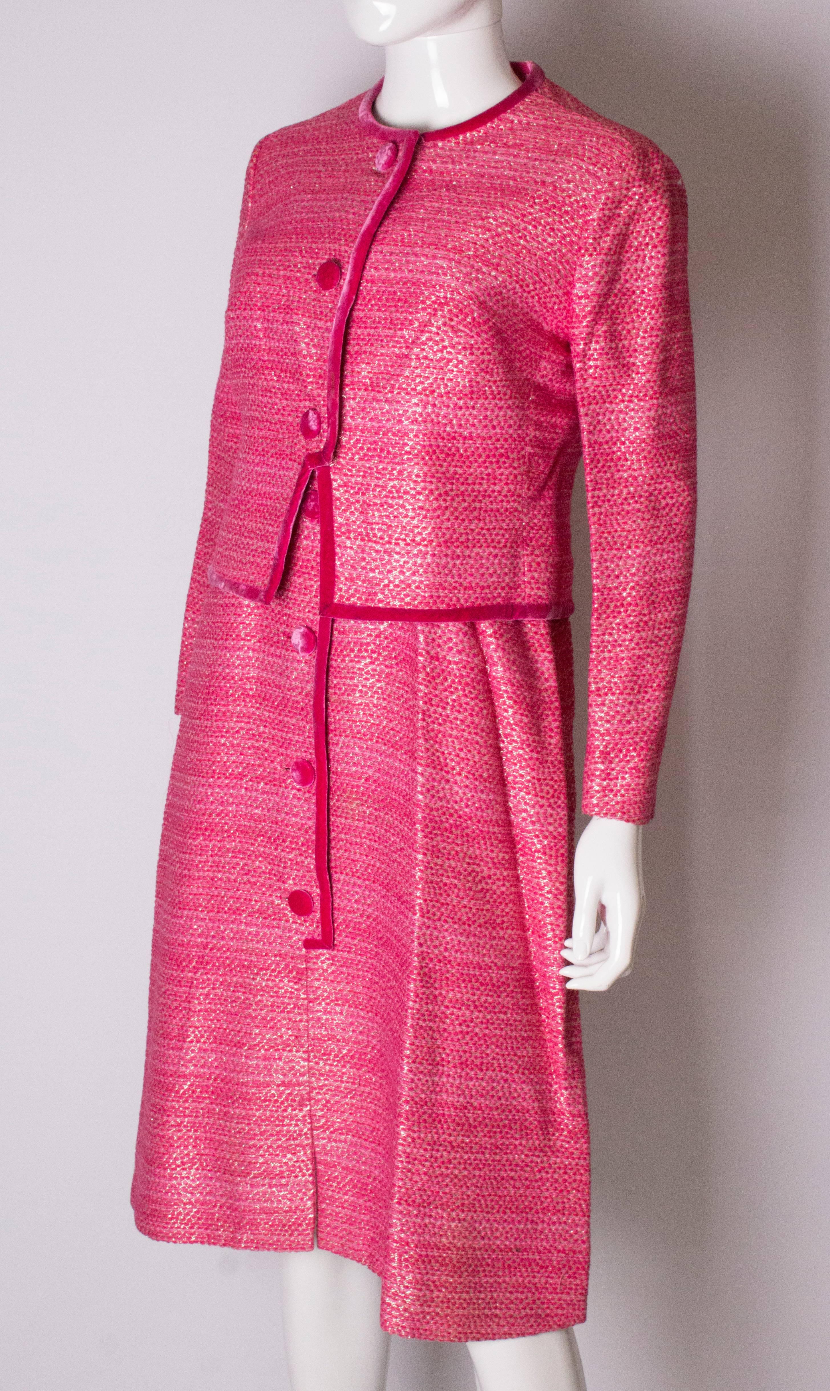 Vintage Pierre Celeyre Pink Dress and Jacket In Good Condition For Sale In London, GB