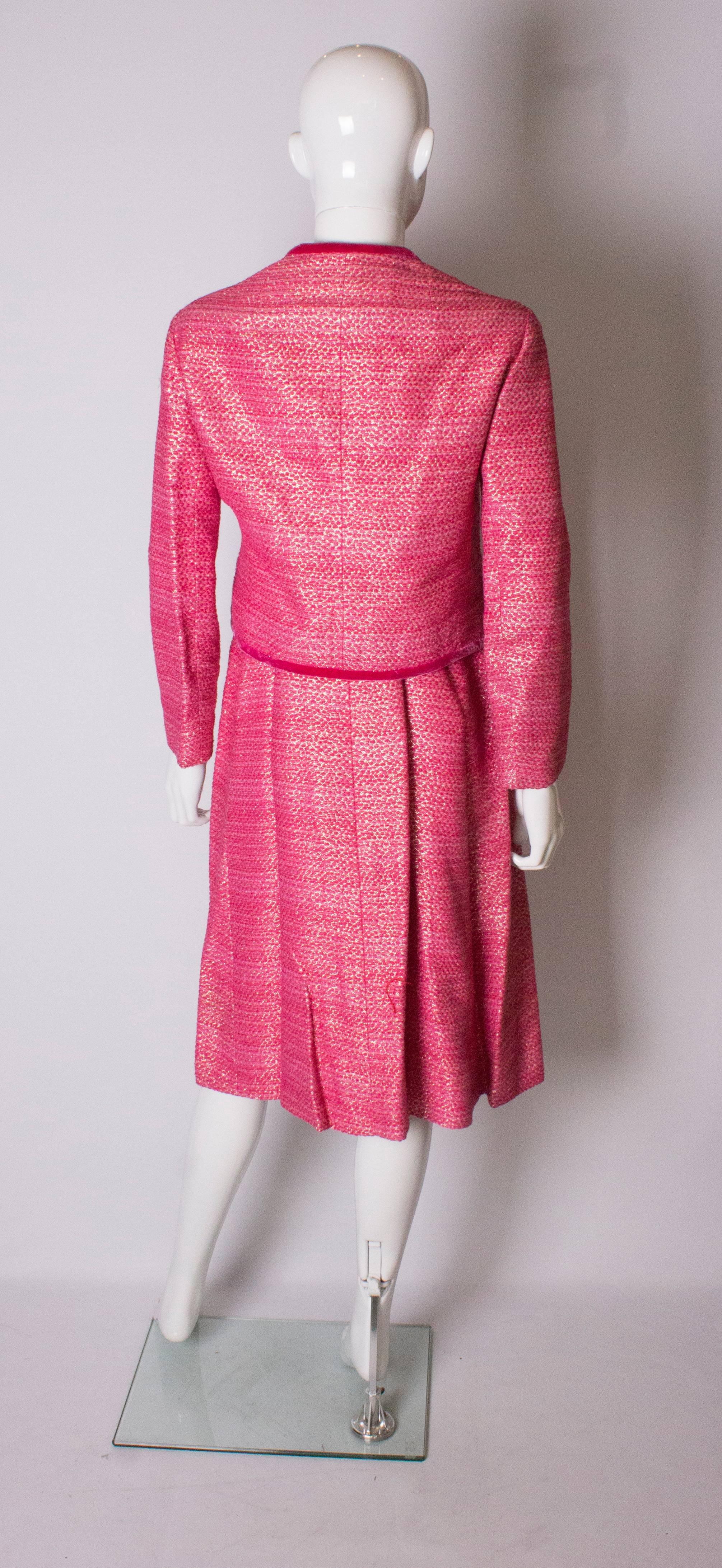 Vintage Pierre Celeyre Pink Dress and Jacket For Sale 2